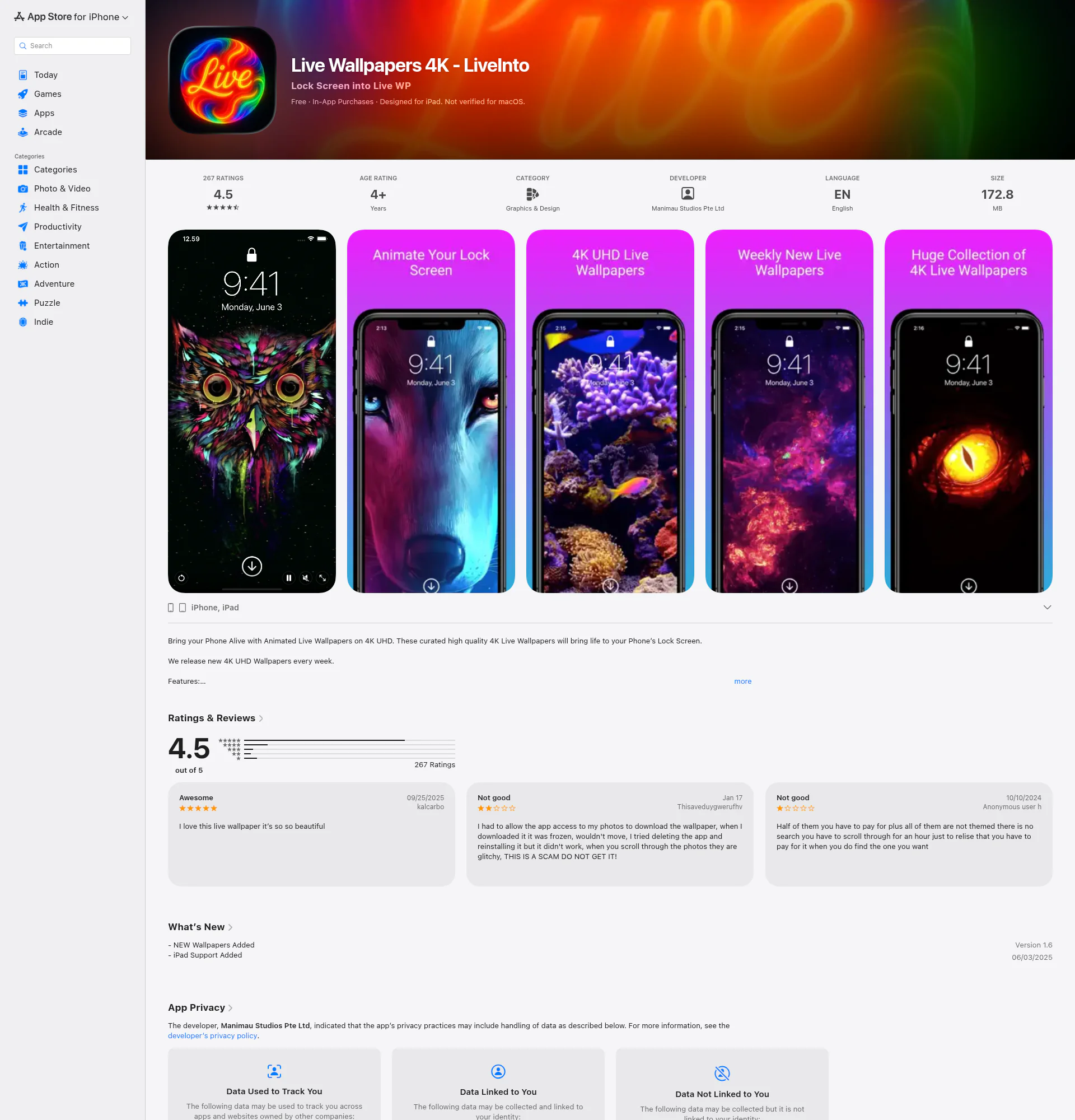Live Wallpapers 4K landing page