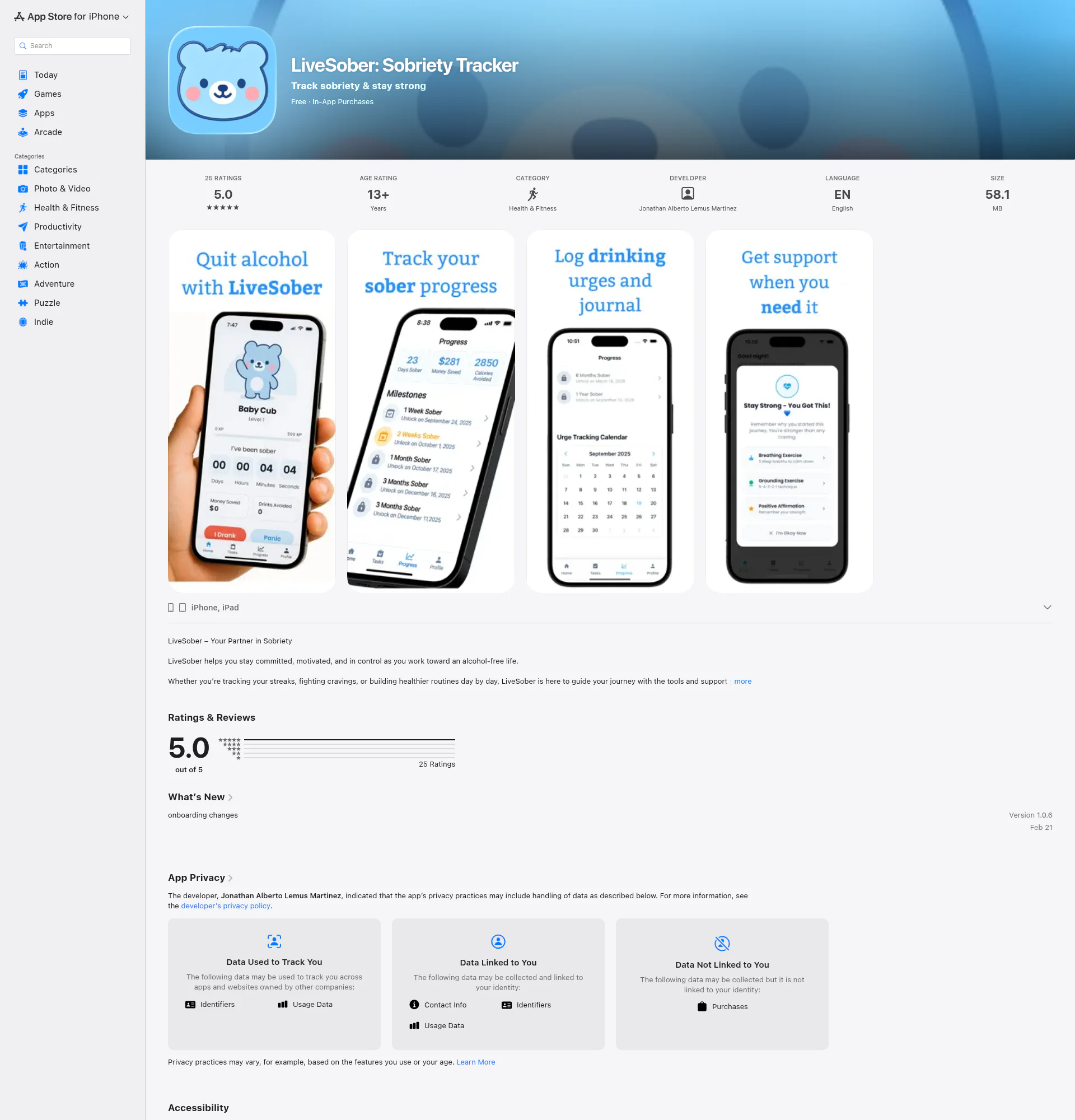 LiveSober landing page