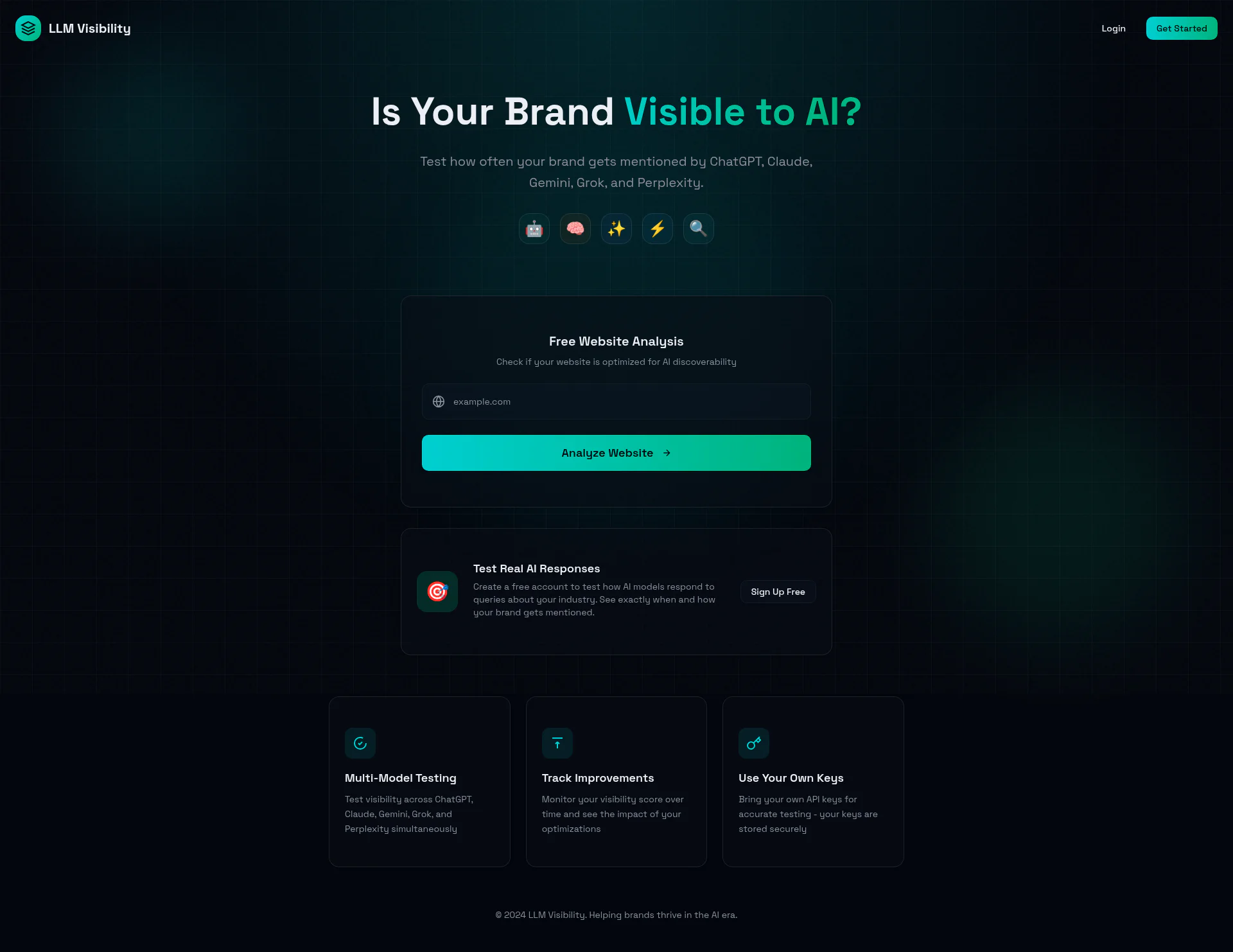 LLM visibility landing page