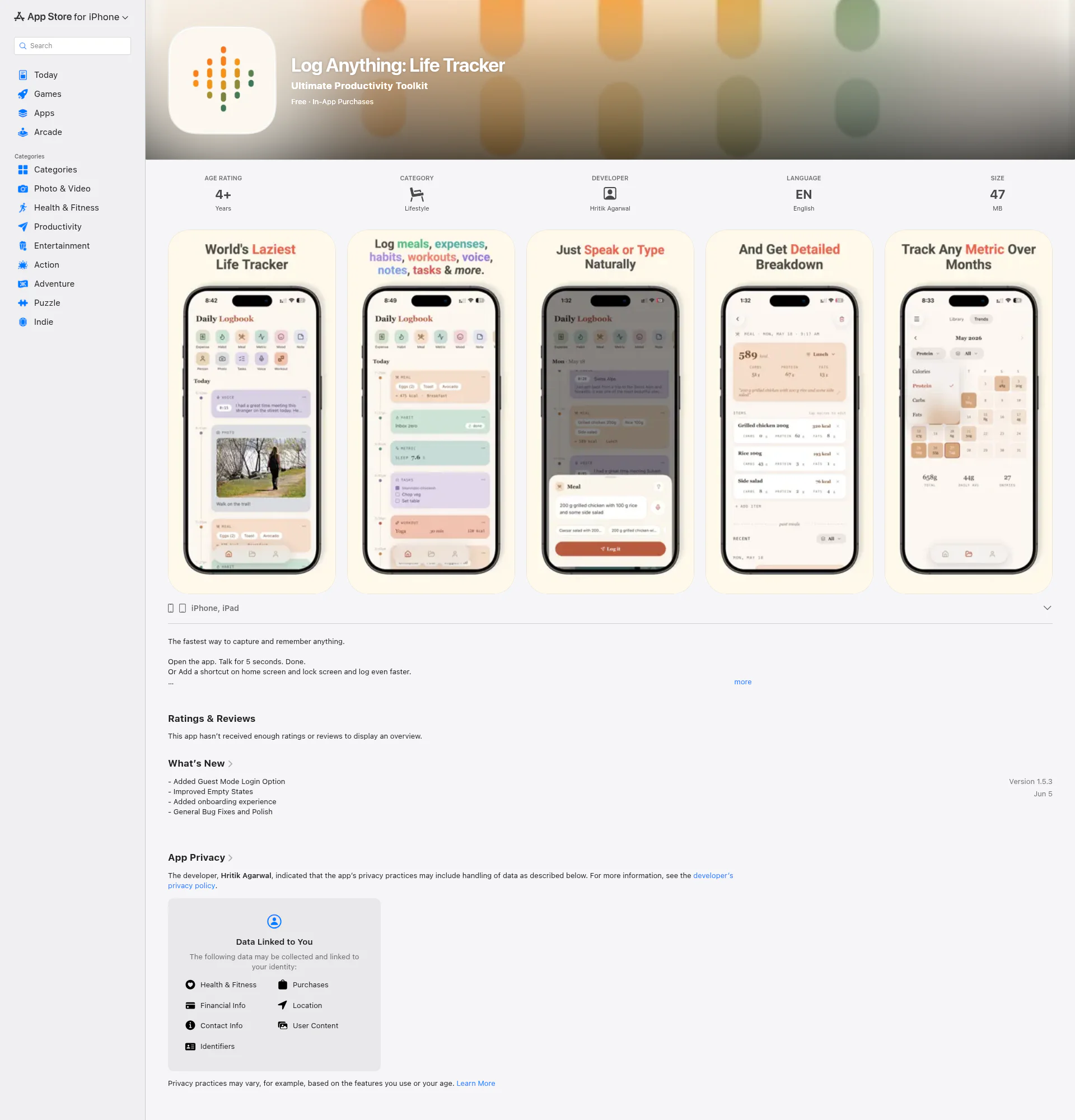 Log Anything landing page