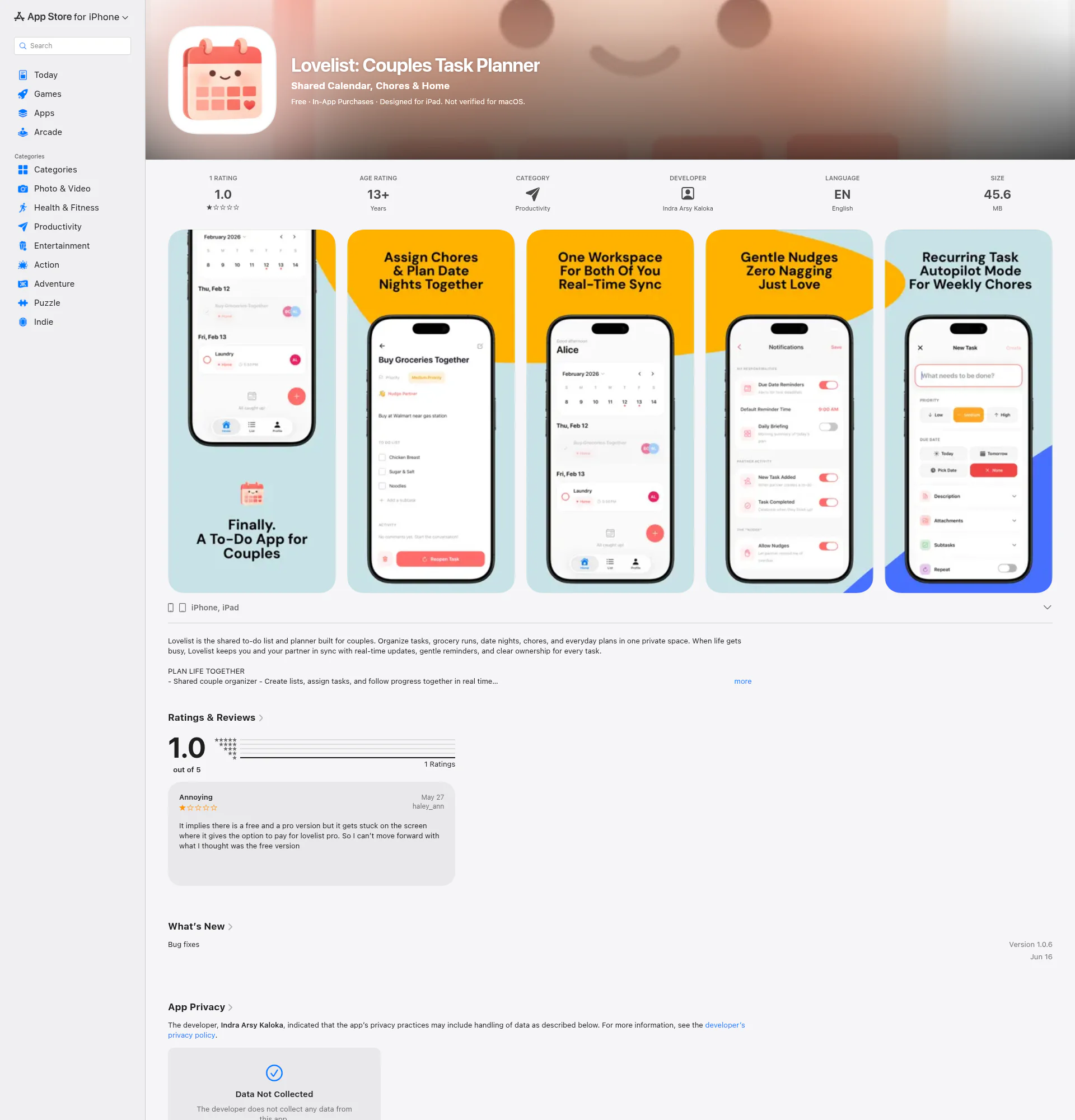 Lovelist landing page