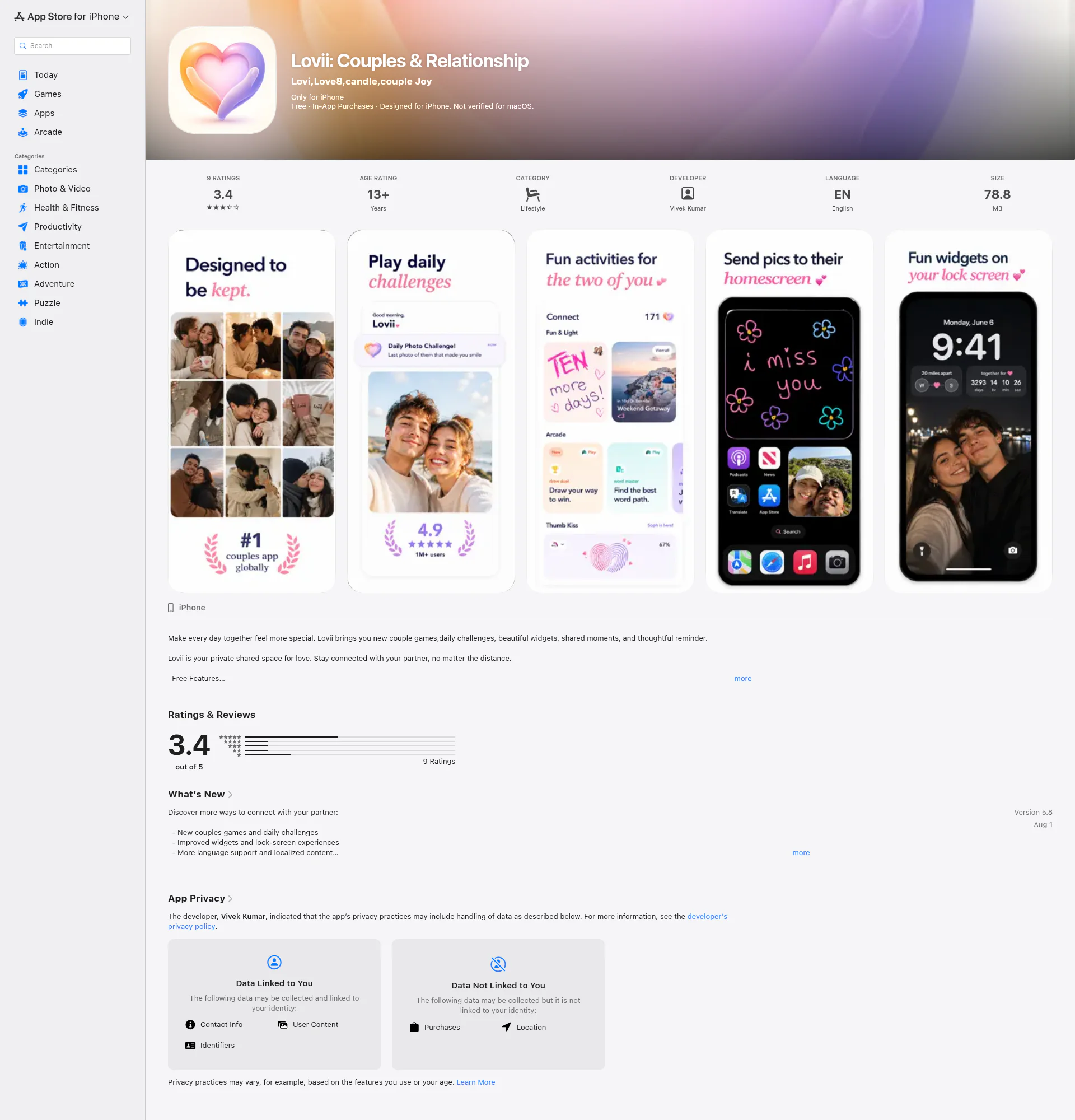 Lovii landing page