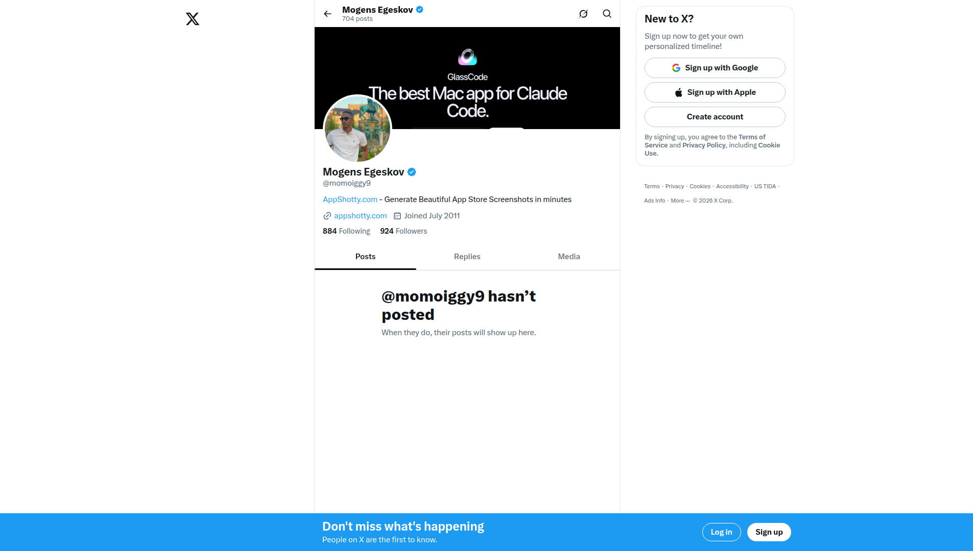 Landing page screenshot for x.com, 1905 by 1080 pixels