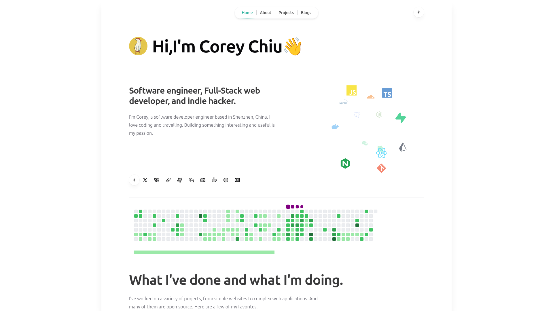 Landing page screenshot for coreychiu.com, 1920 by 1080 pixels