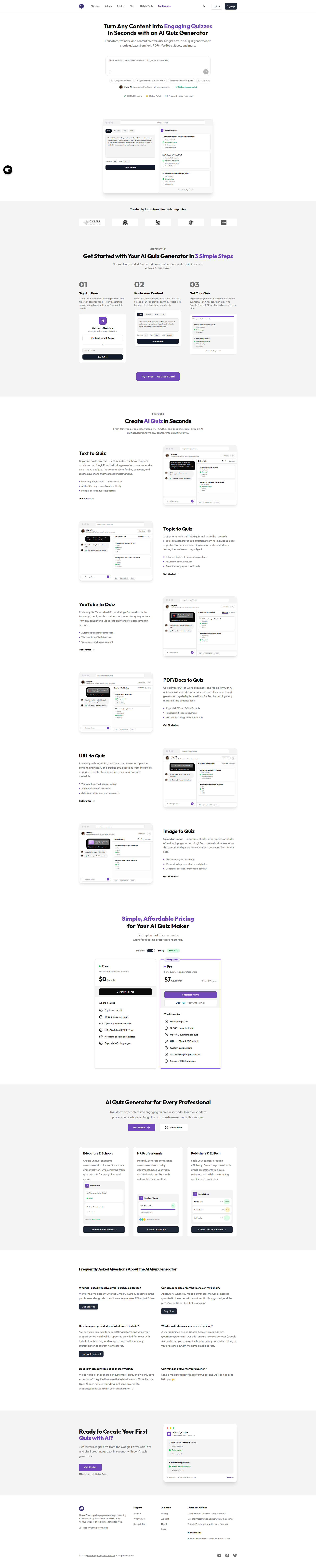 Landing page screenshot for magicform.app, 1920 by 9529 pixels