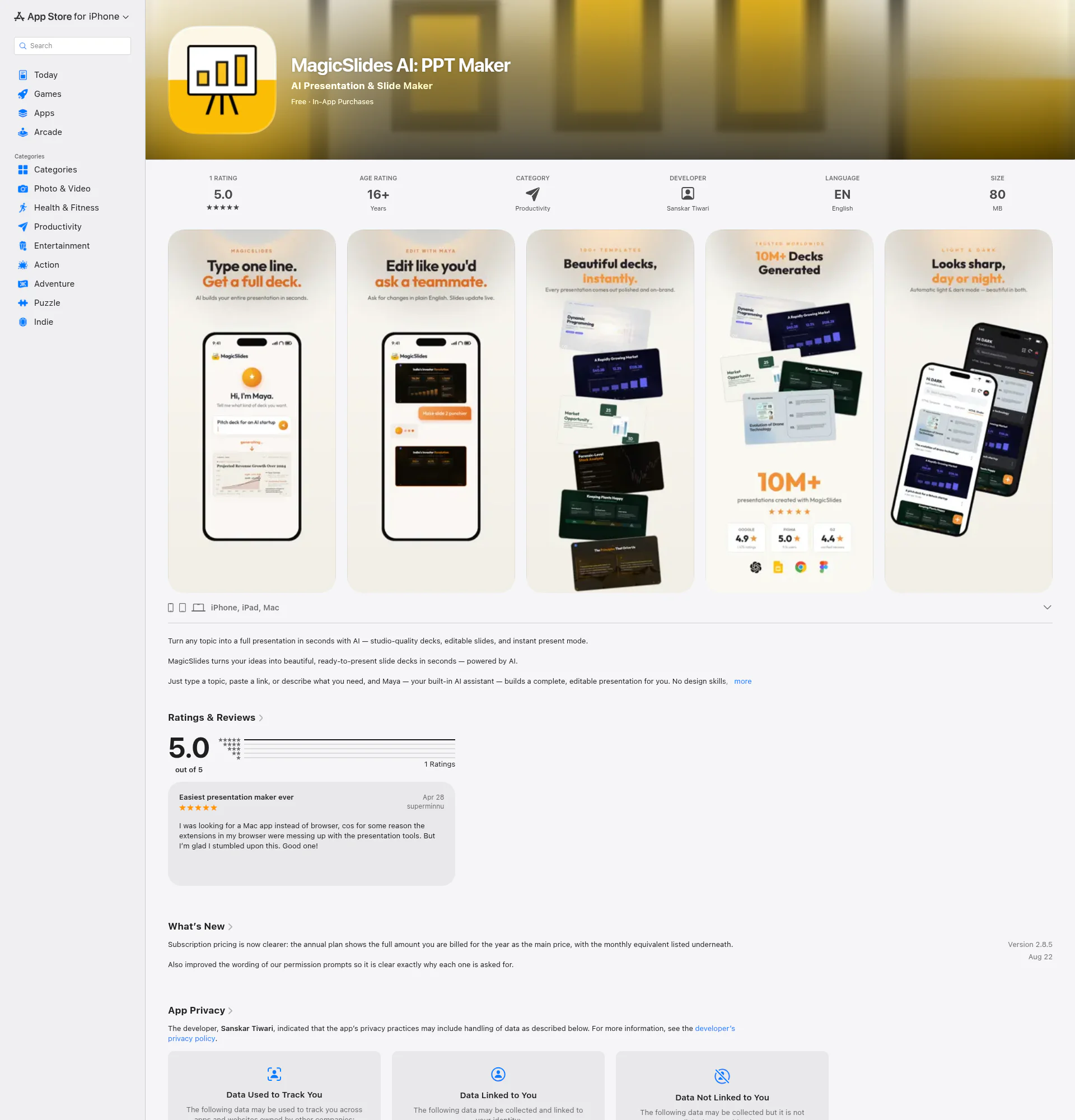 MagicSlides App landing page