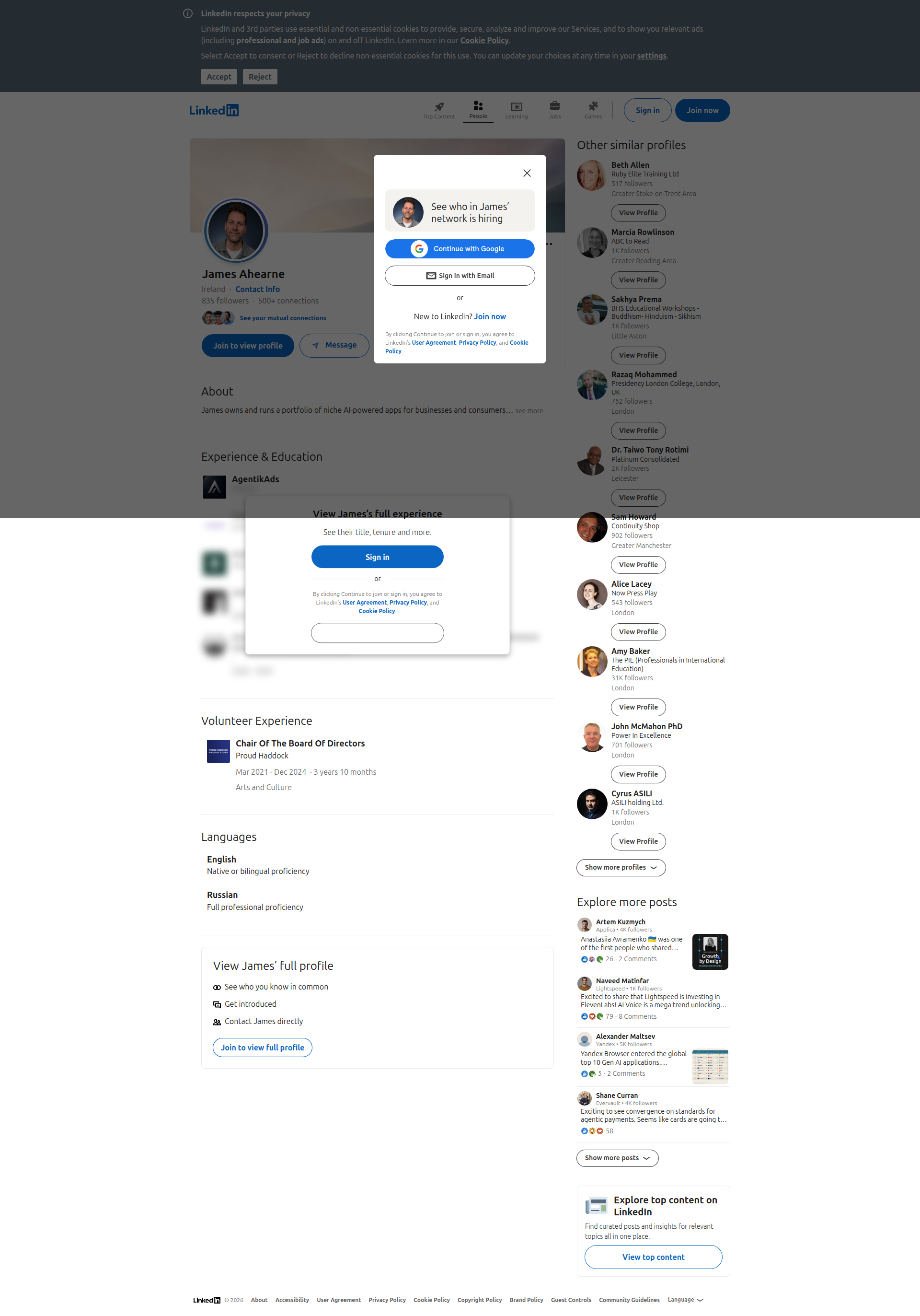 Landing page screenshot for linkedin.com, 1920 by 2745 pixels