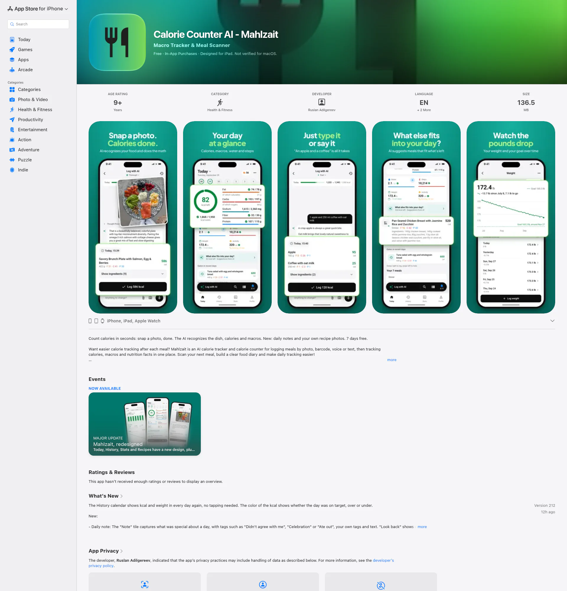 Mahlzait landing page