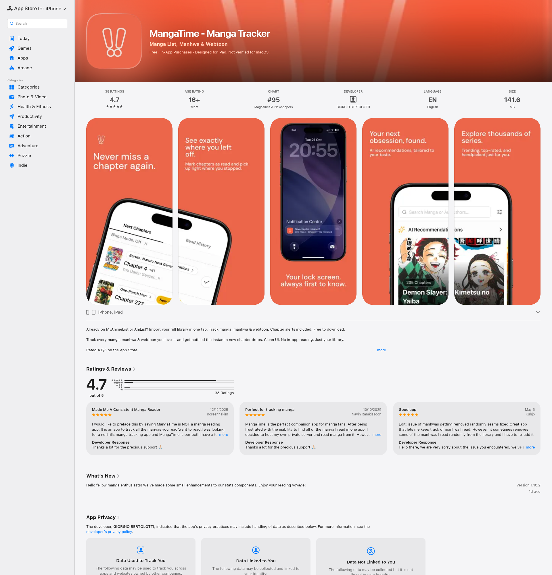 Landing page screenshot for apps.apple.com, 1920 by 2000 pixels