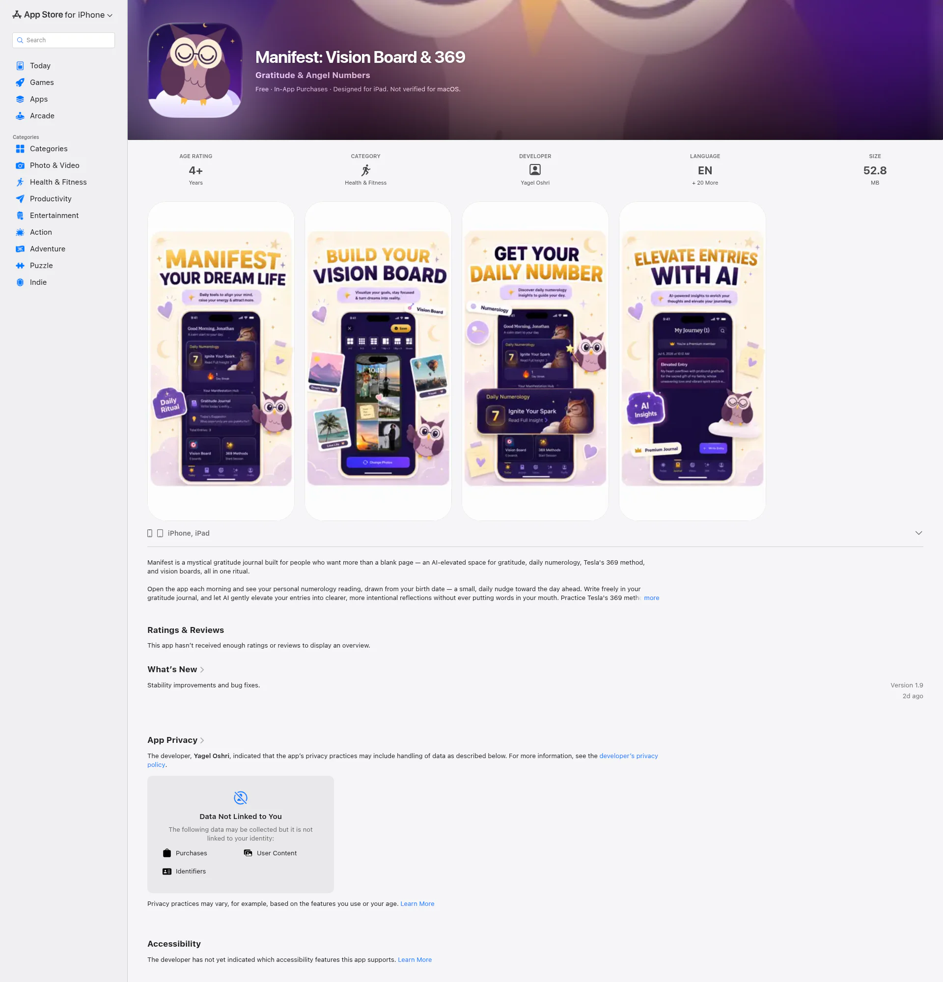 ManifestAI Gratitude Journal landing page