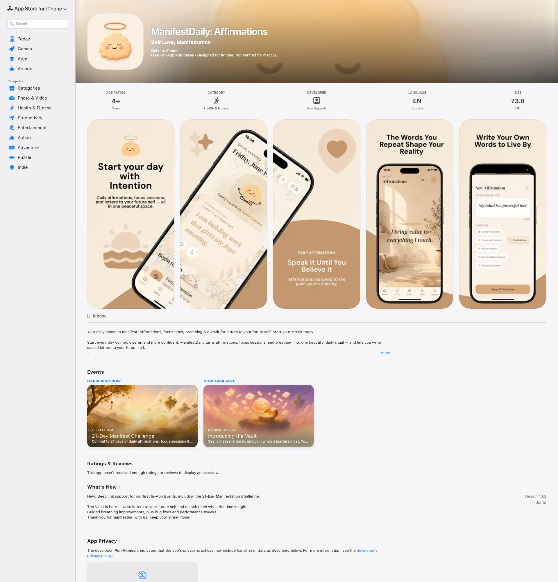 ManifestDaily: Affirmations landing page