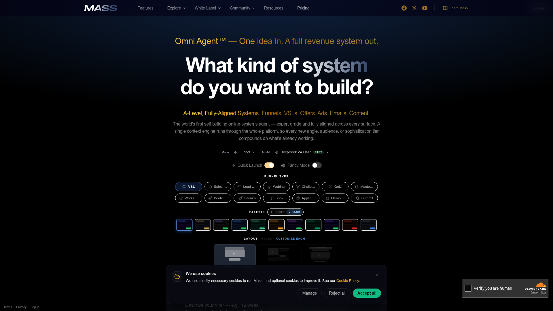 Landing page screenshot for mass.new, 1920 by 1080 pixels