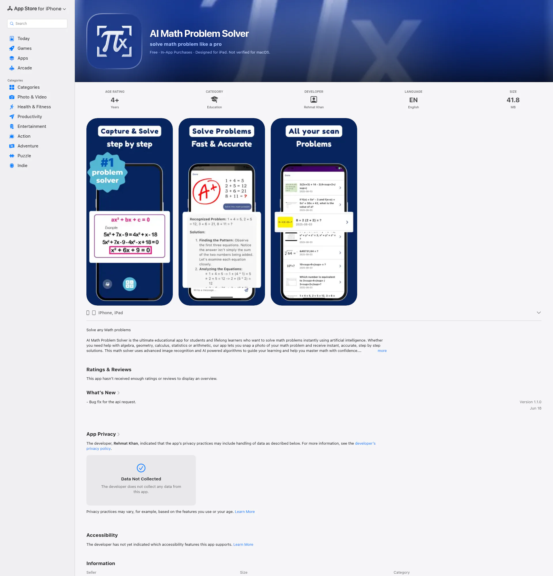 Math problem solver landing page