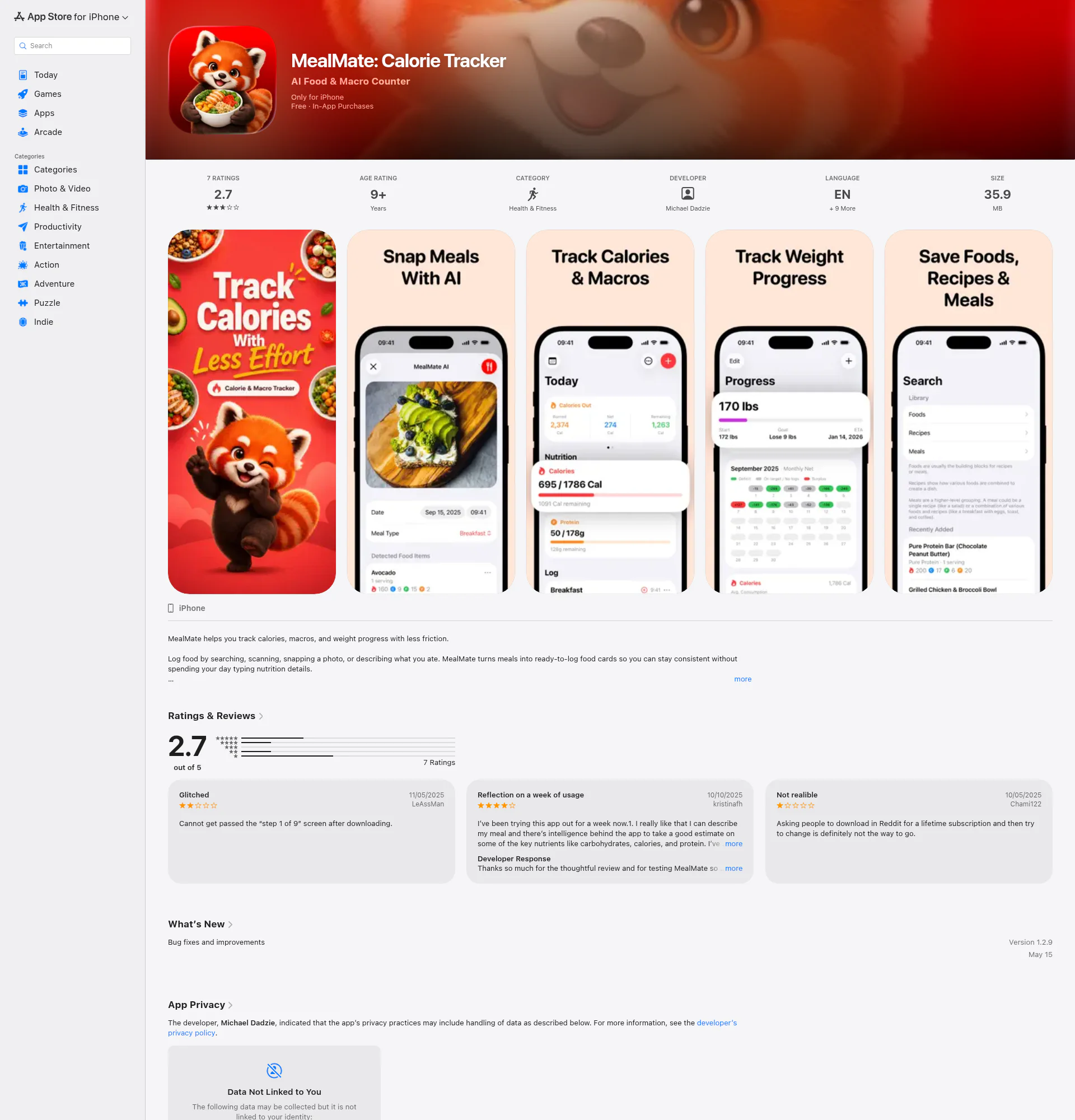 MealMate: Calorie Counter landing page