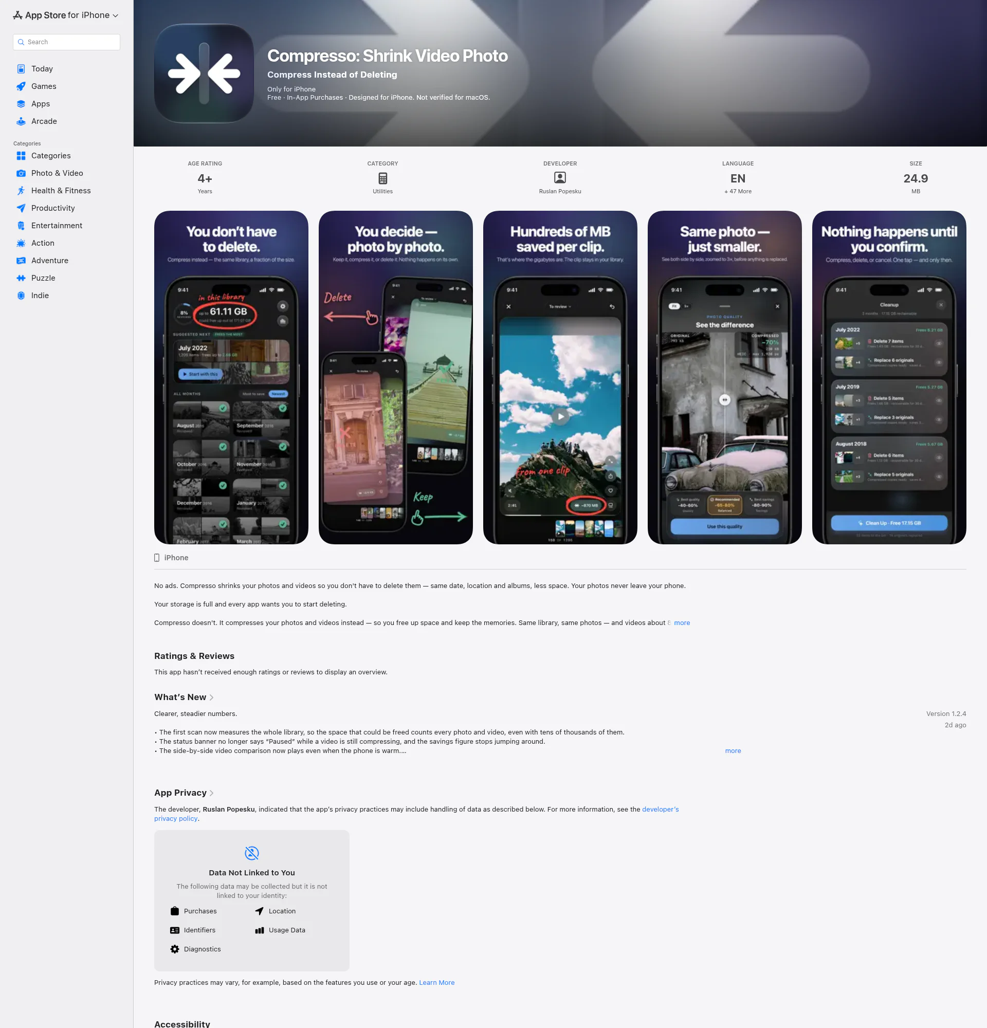 Compresso: Shrink Photo Video landing page