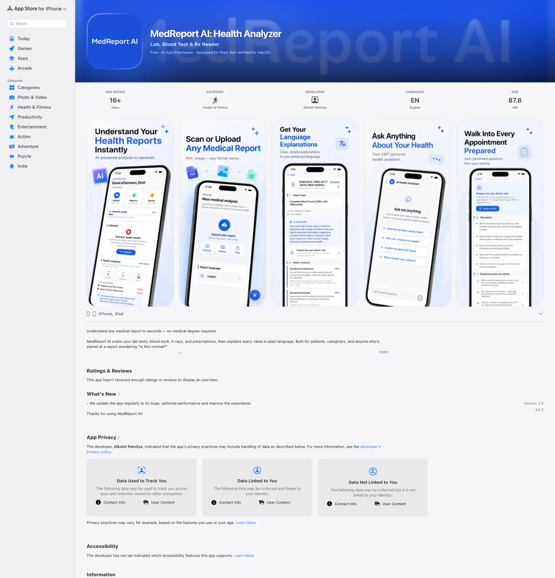 MedReport AI landing page
