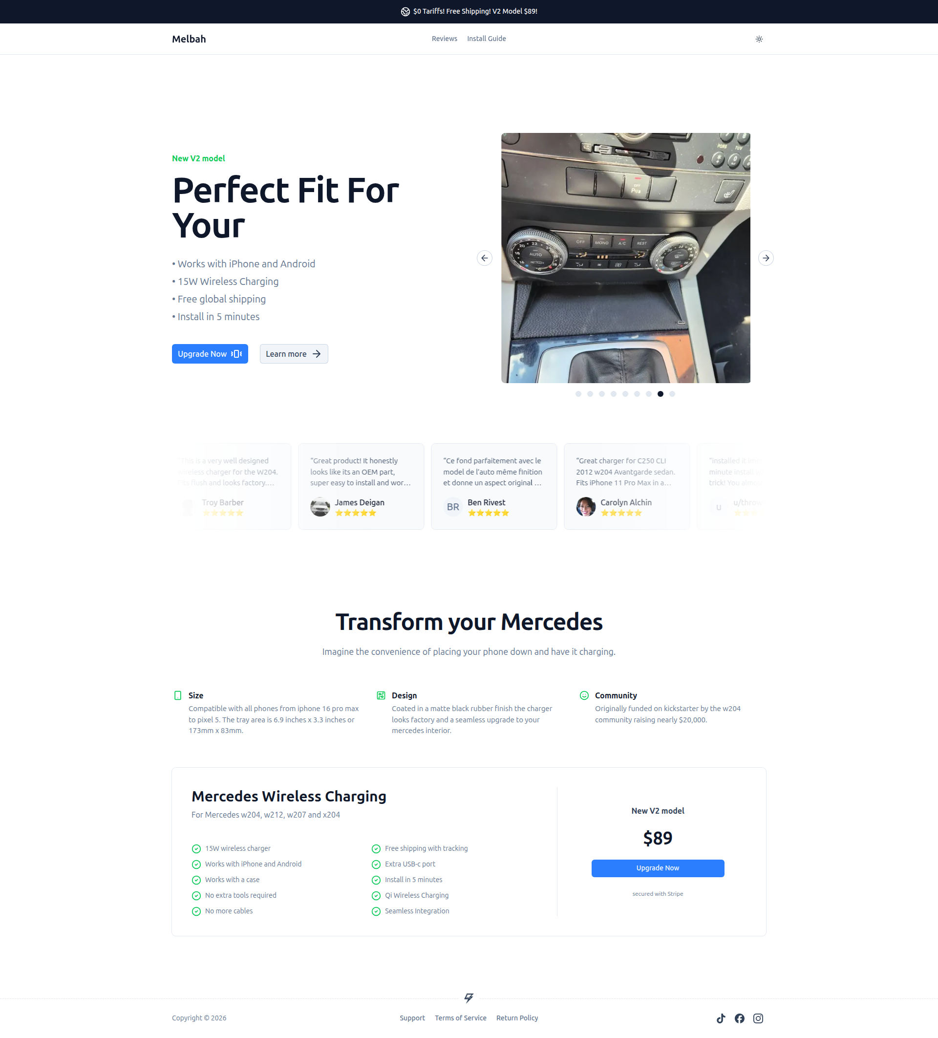 Landing page screenshot for melbah.com, 1920 by 2124 pixels