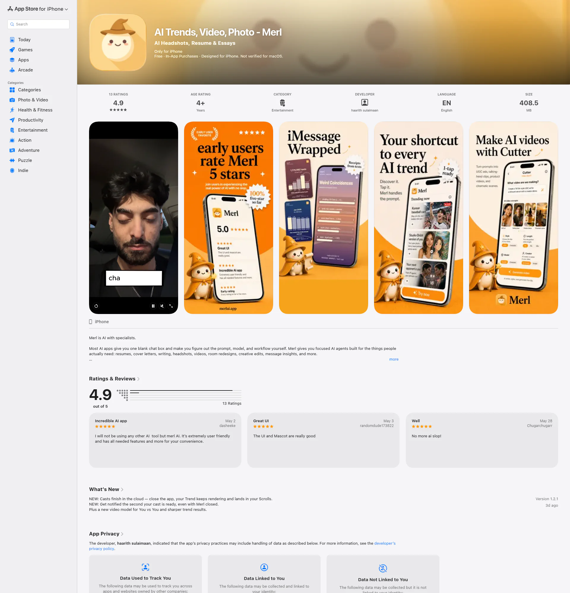 Merl AI landing page