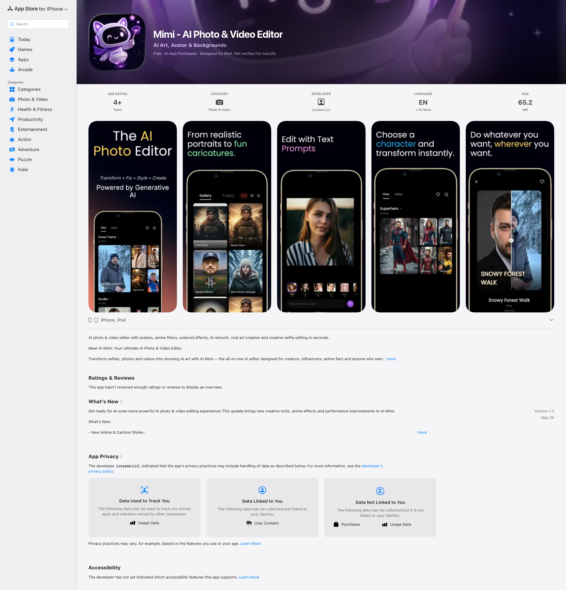 Landing page screenshot for apps.apple.com, 1920 by 2000 pixels