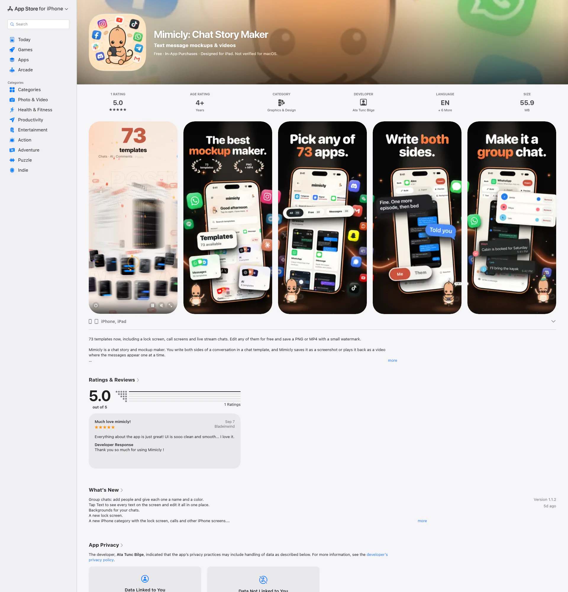 Mimicly landing page