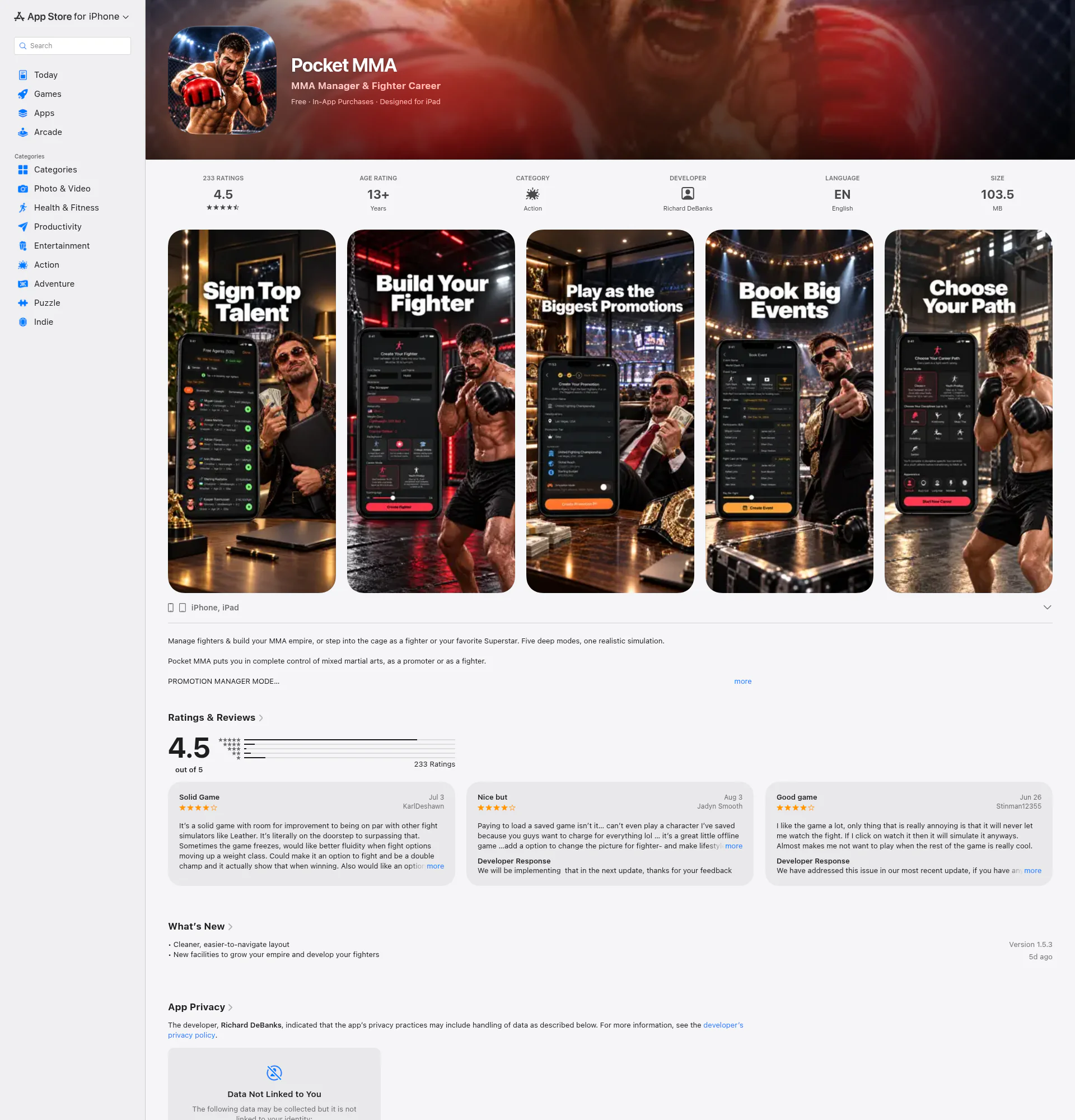 MMA landing page