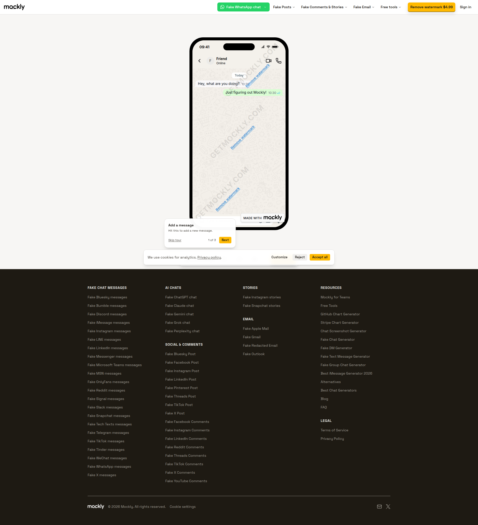 Landing page screenshot for getmockly.com, 1920 by 2108 pixels