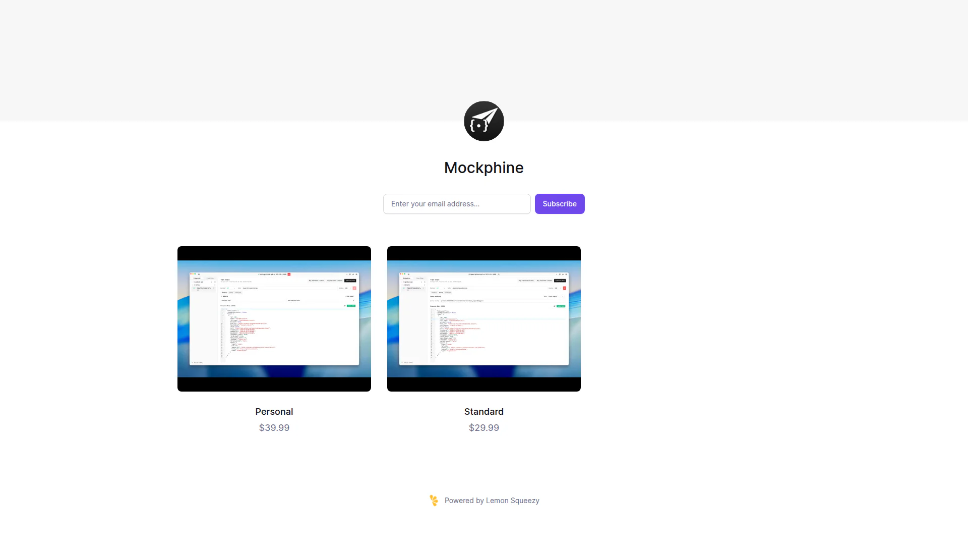 Mockphine landing page