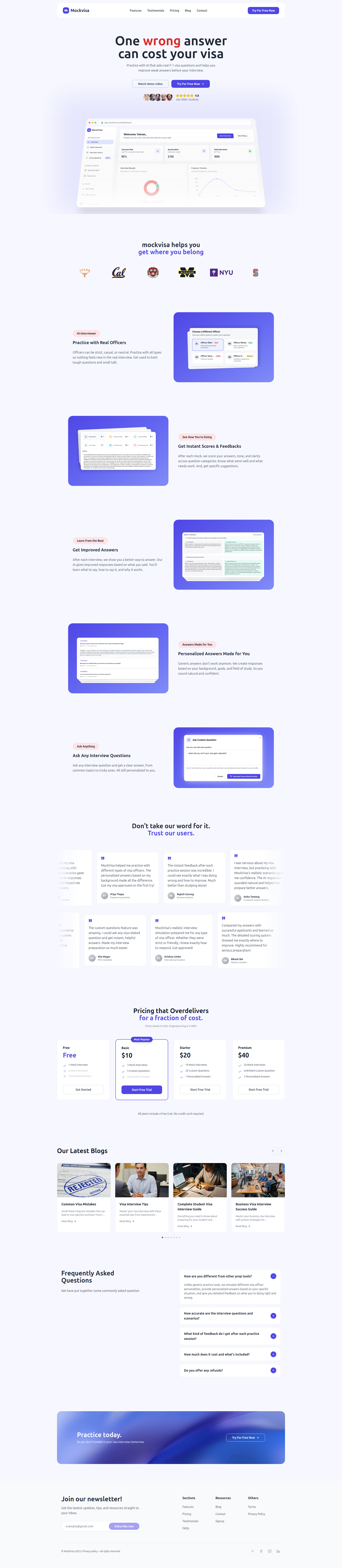 Landing page screenshot for mockvisa.com, 1920 by 8790 pixels