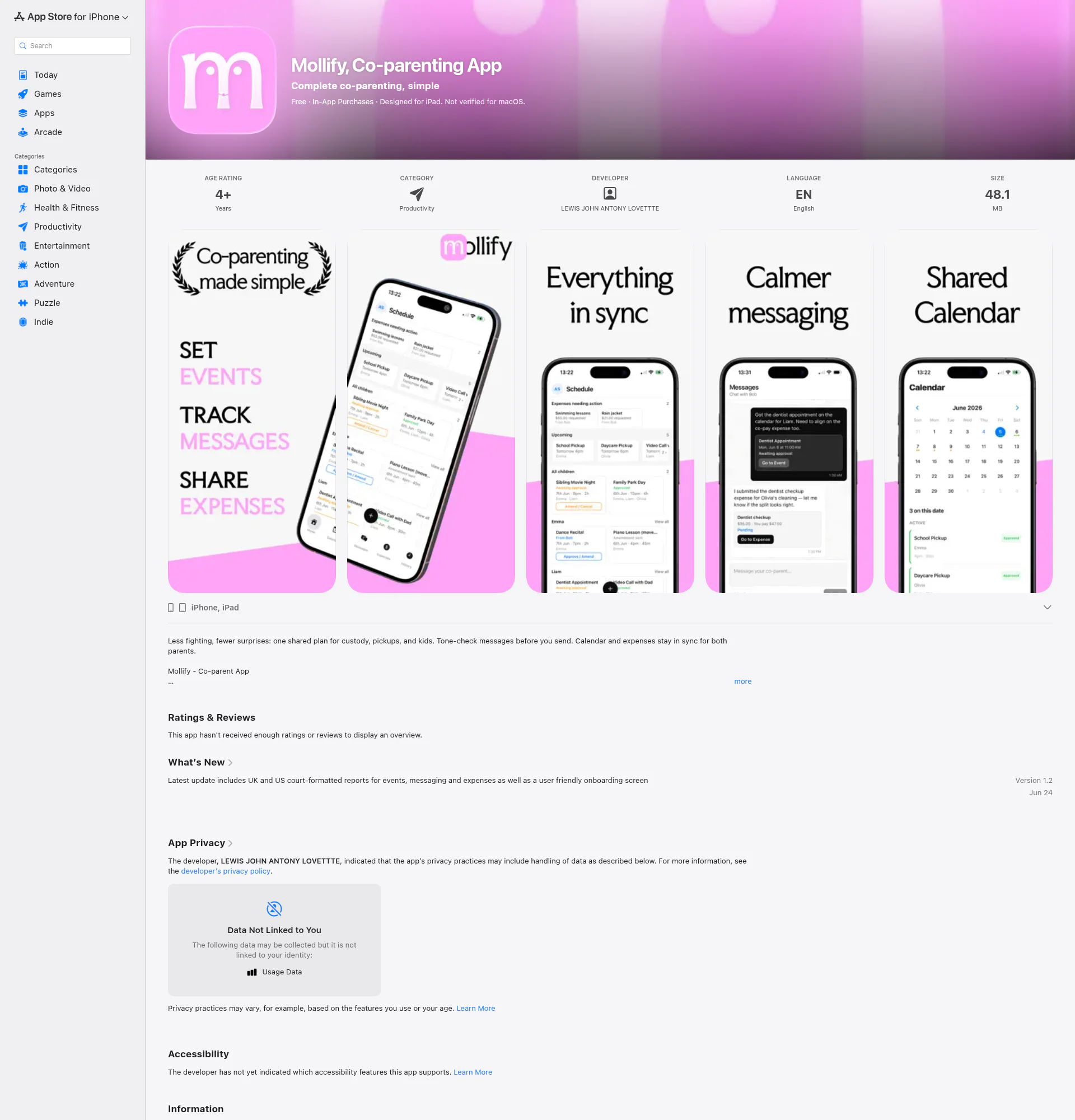 Mollify Family landing page