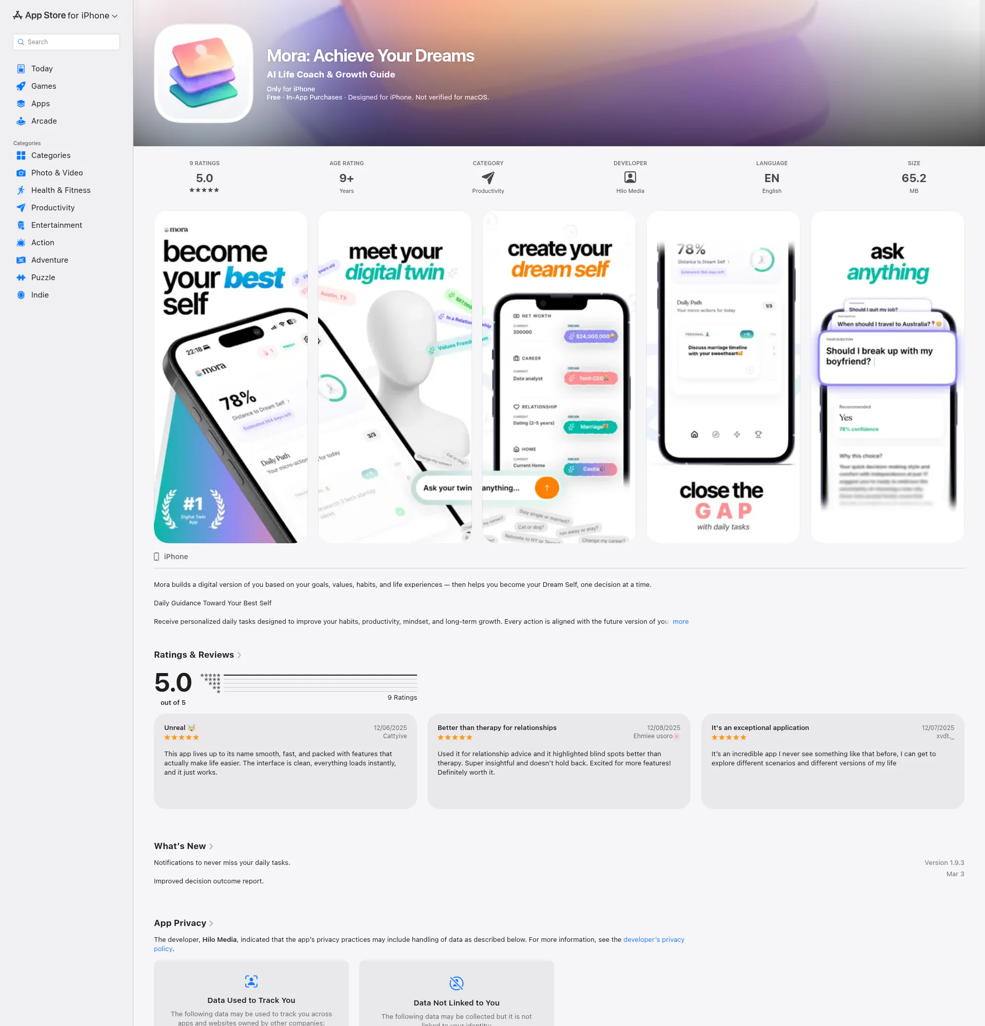 Mora landing page