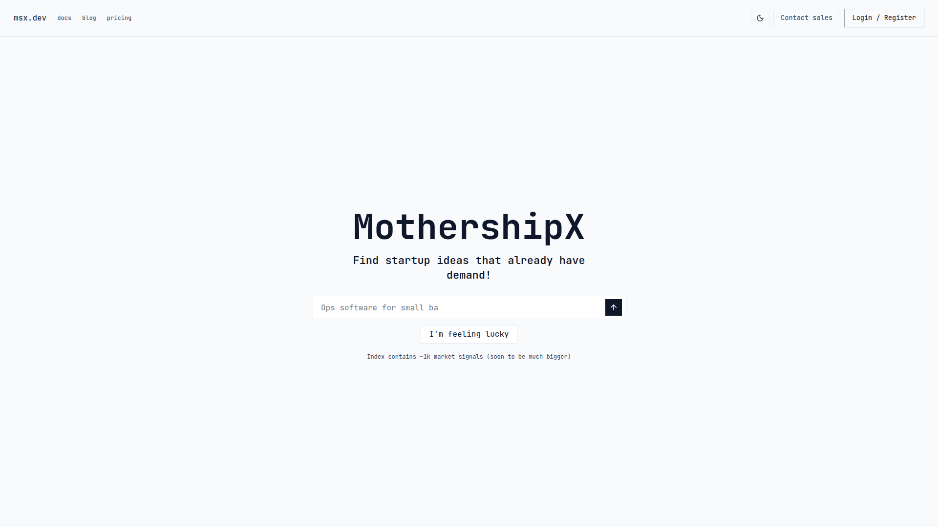 Landing page screenshot for msx.dev, 1920 by 1080 pixels