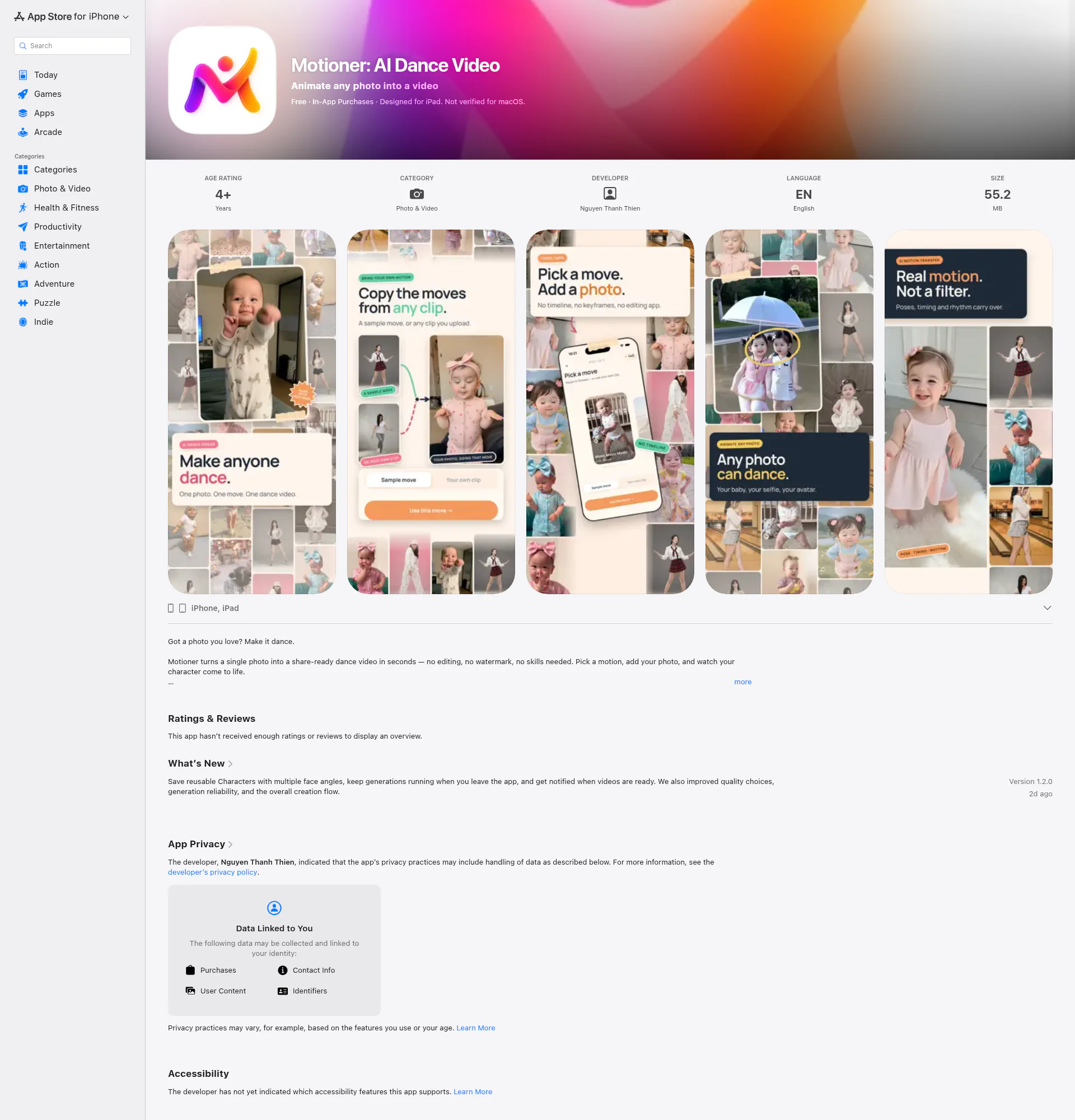 Motioner landing page