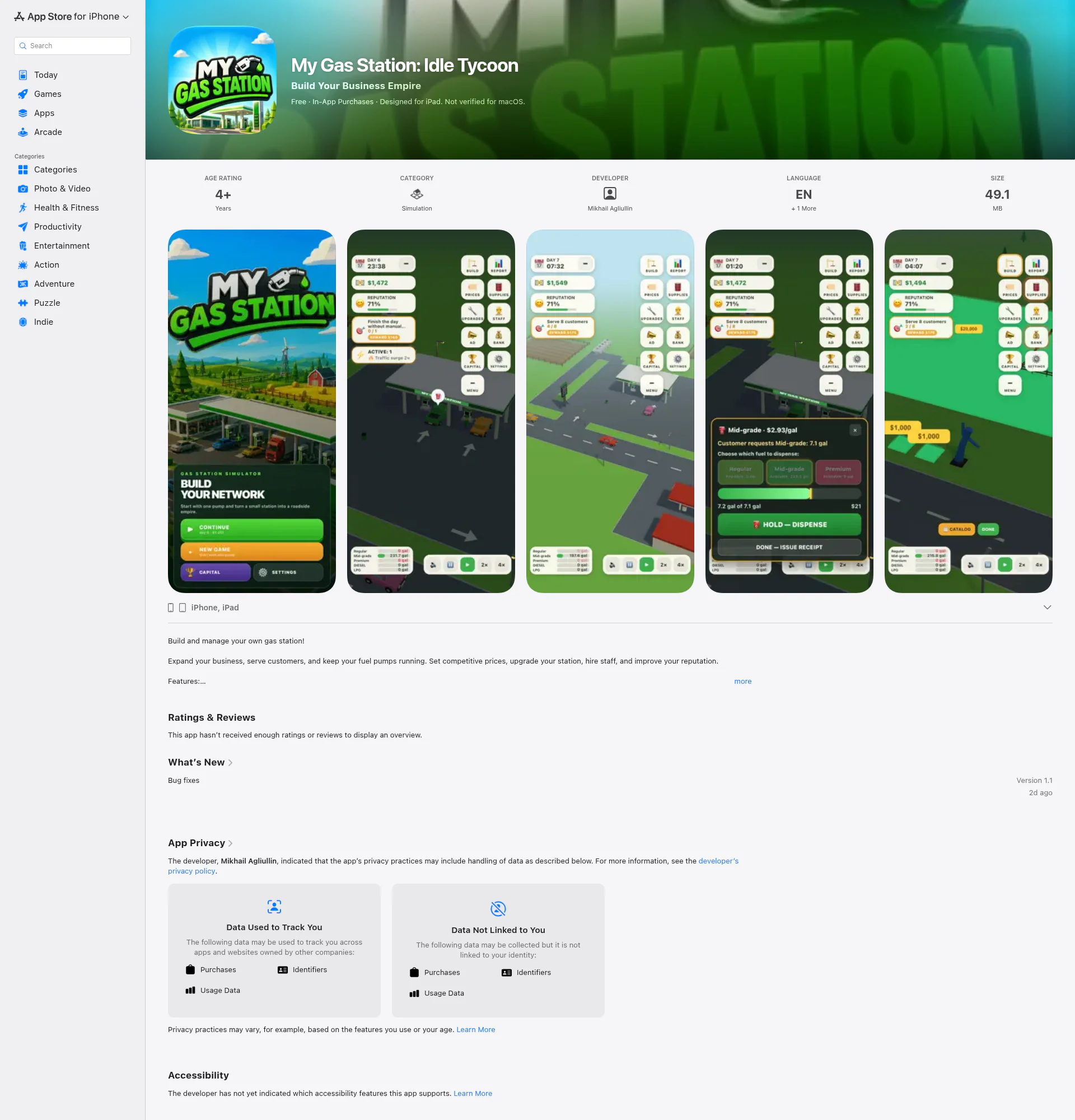 My Gas Station: Idle Tycoon landing page