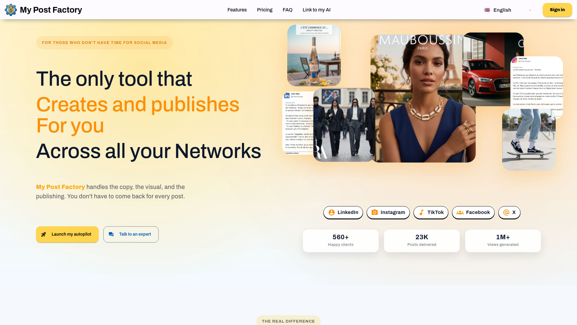 Landing page screenshot for mypostfactory.com, 1920 by 1080 pixels