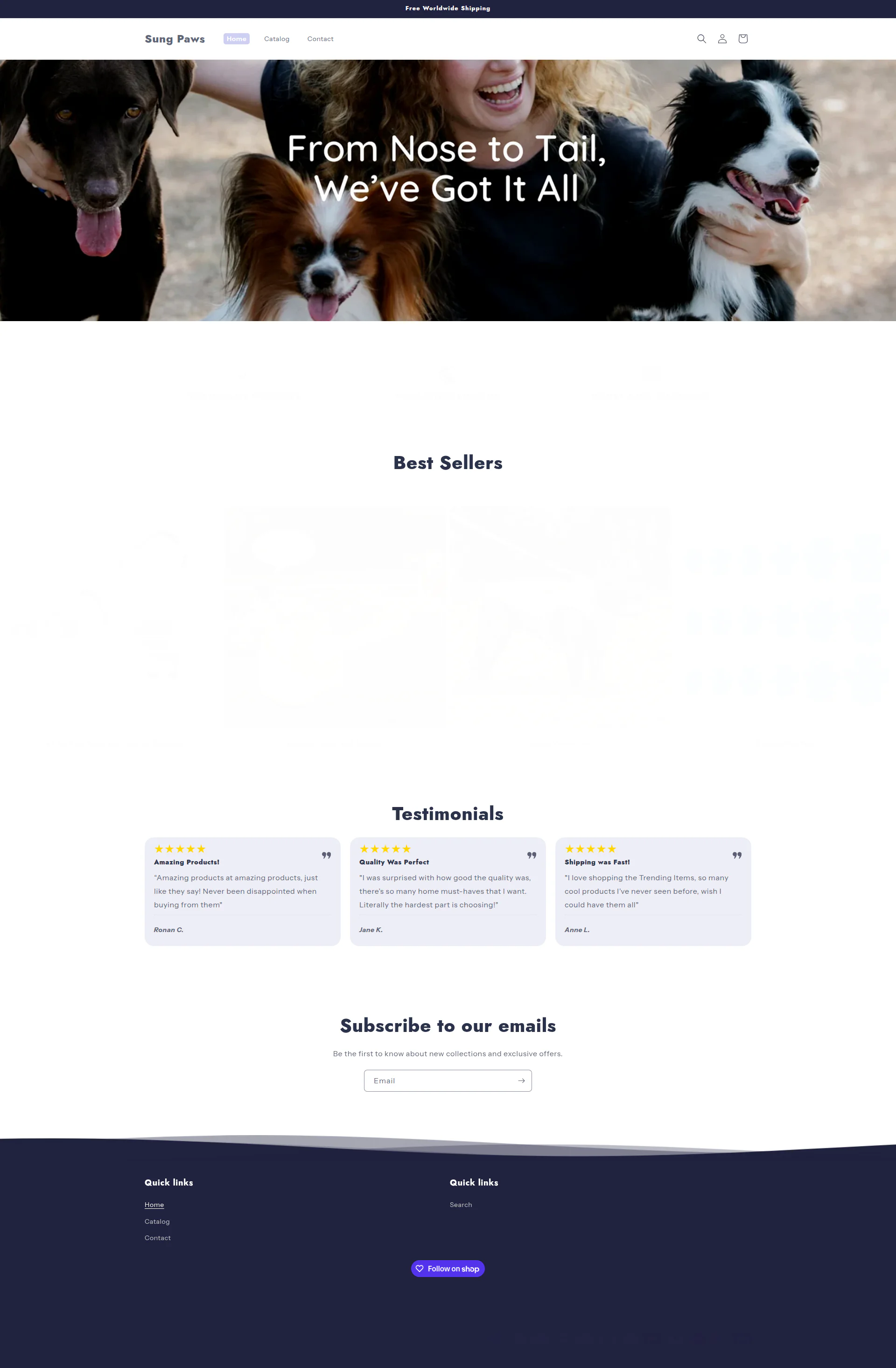 My Store landing page