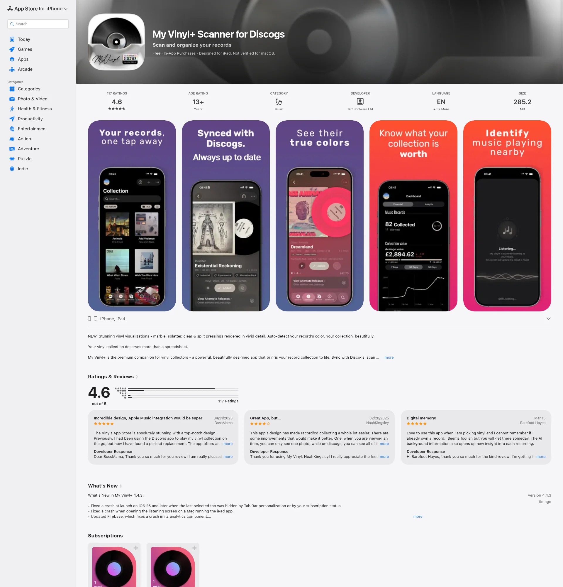 My Vinyl landing page