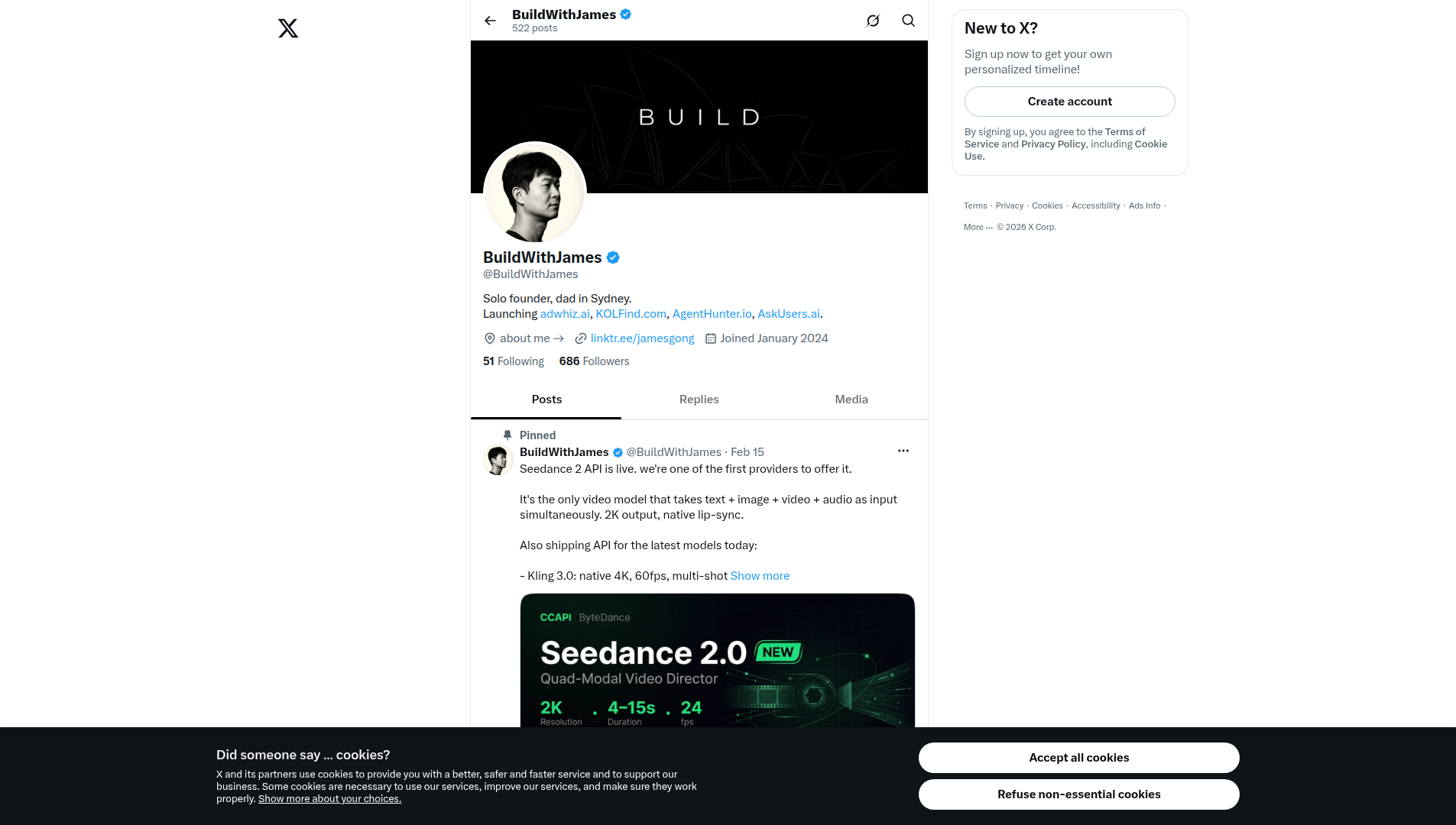 Landing page screenshot for x.com, 1905 by 1080 pixels