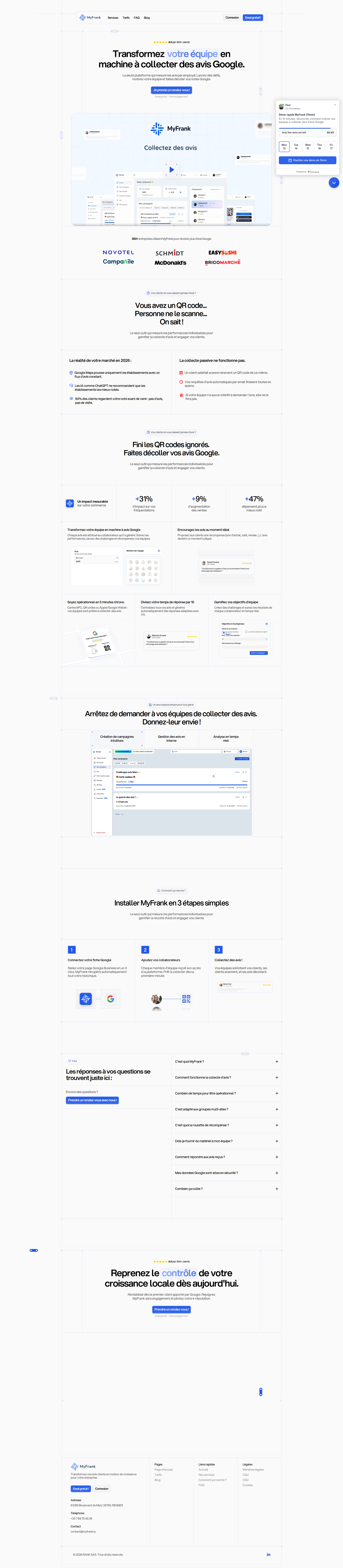 Landing page screenshot for myfrank.io, 1920 by 8775 pixels