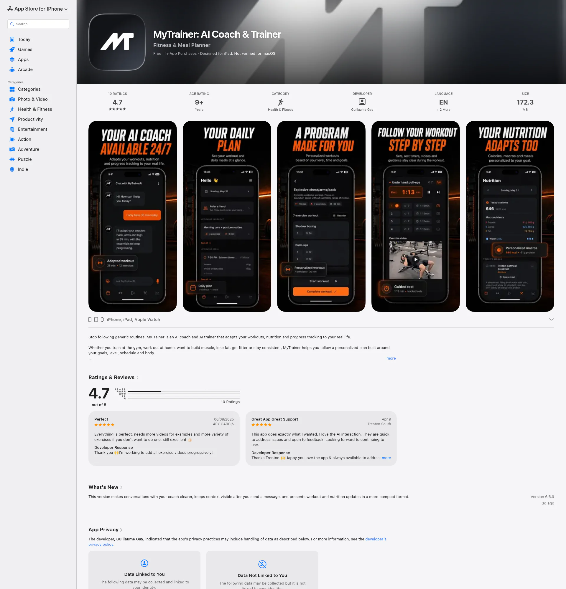 MyTrainer landing page