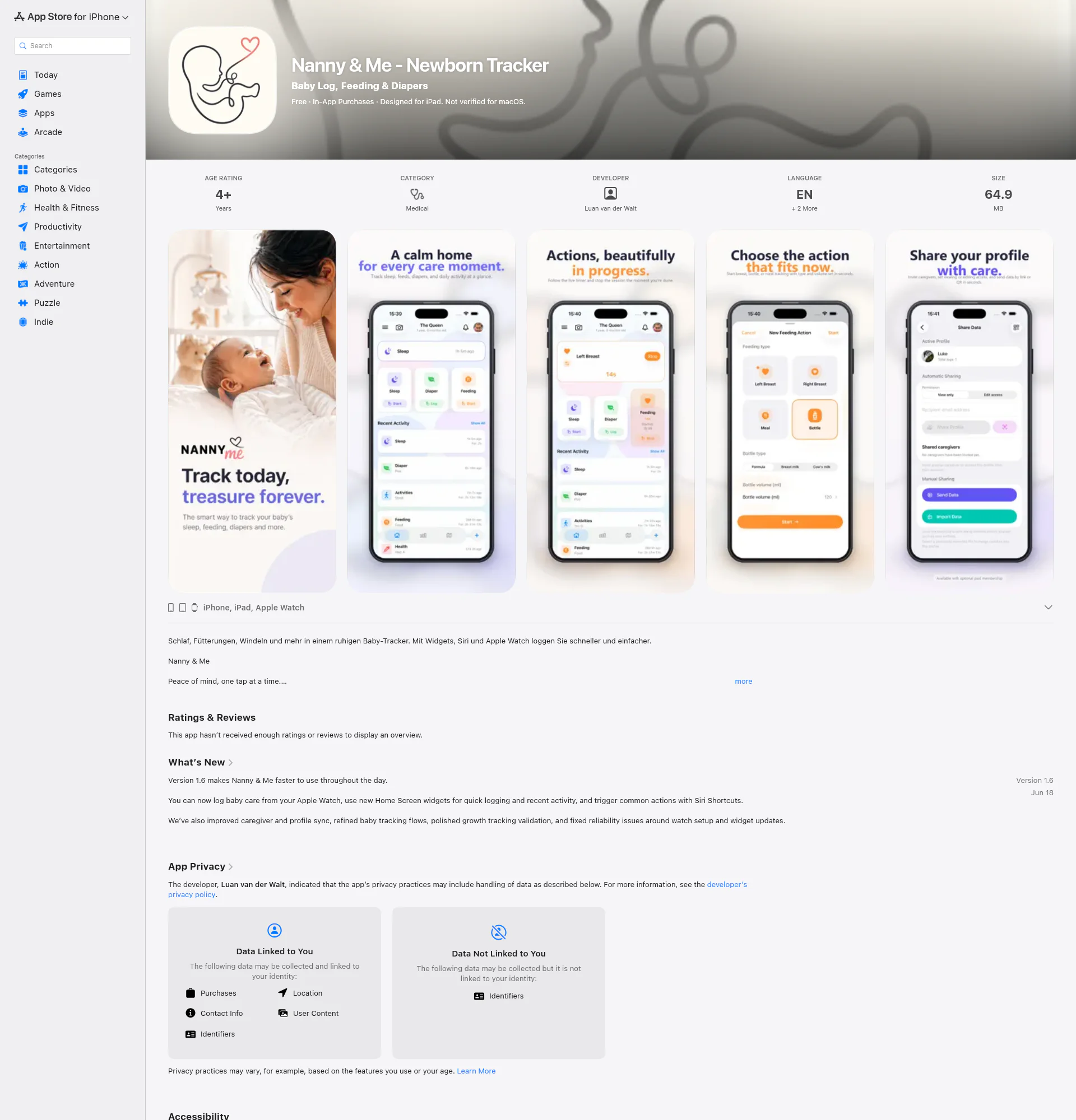 Nanny & Me landing page