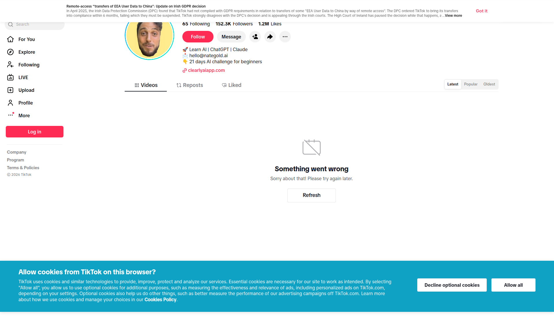 Landing page screenshot for tiktok.com, 1920 by 1129 pixels