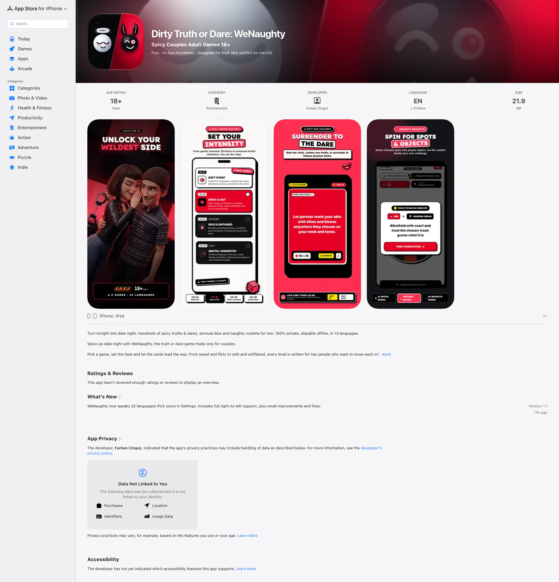 WeNaughty landing page