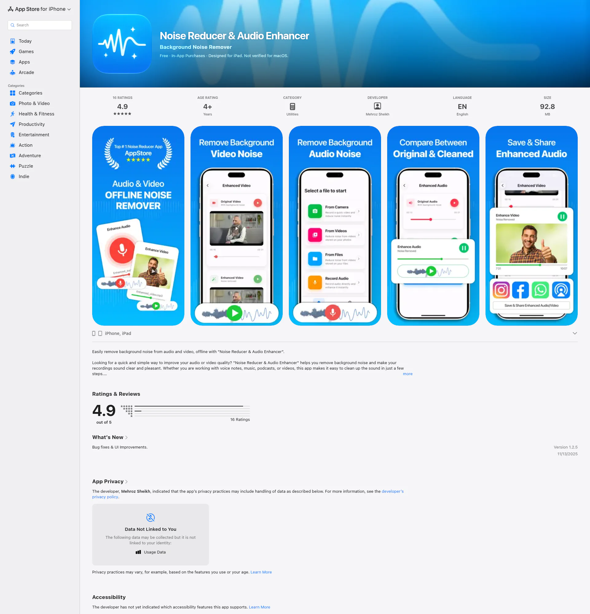 Noise Reducer landing page