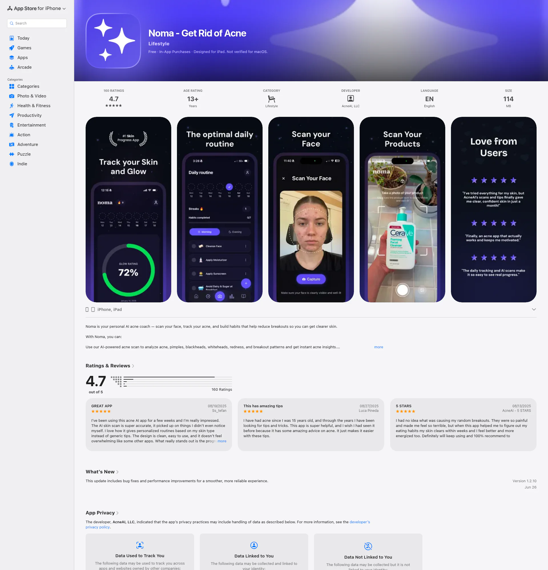 Noma landing page