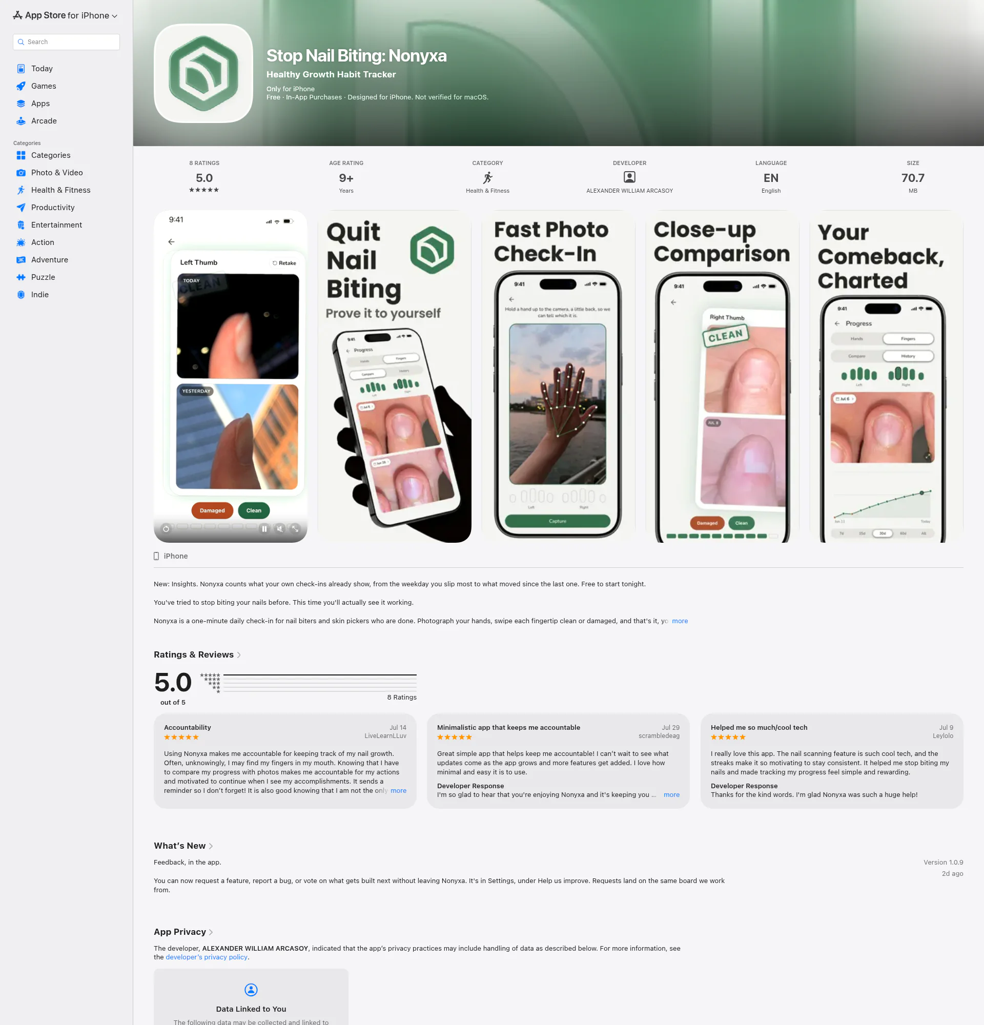 Nonyxa landing page