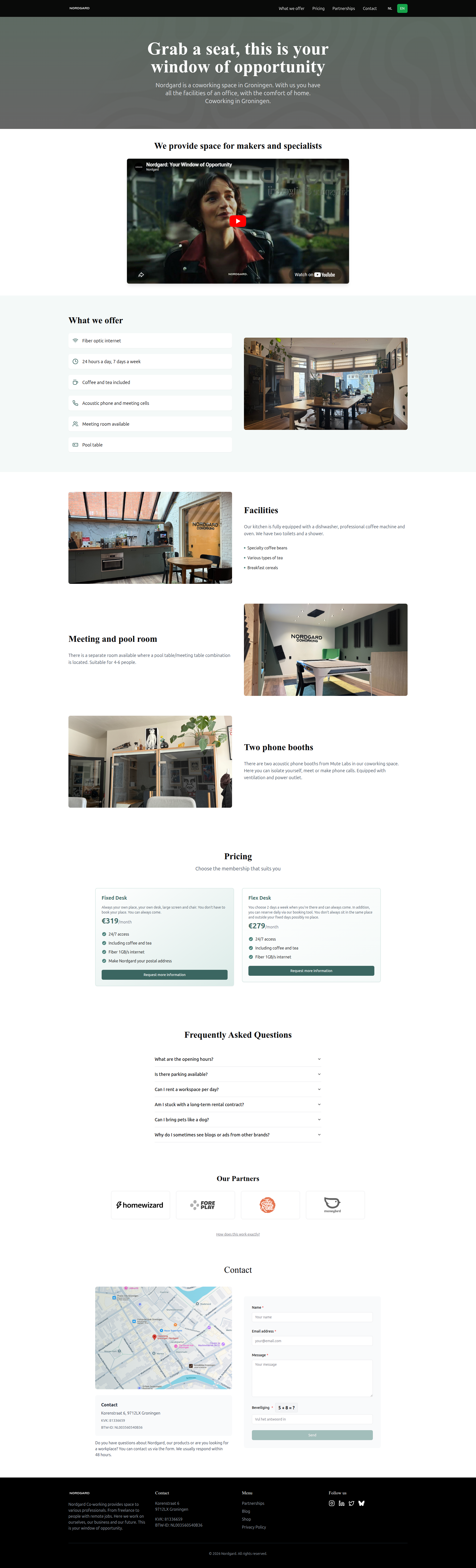 Landing page screenshot for nordgard.nl, 1920 by 6325 pixels