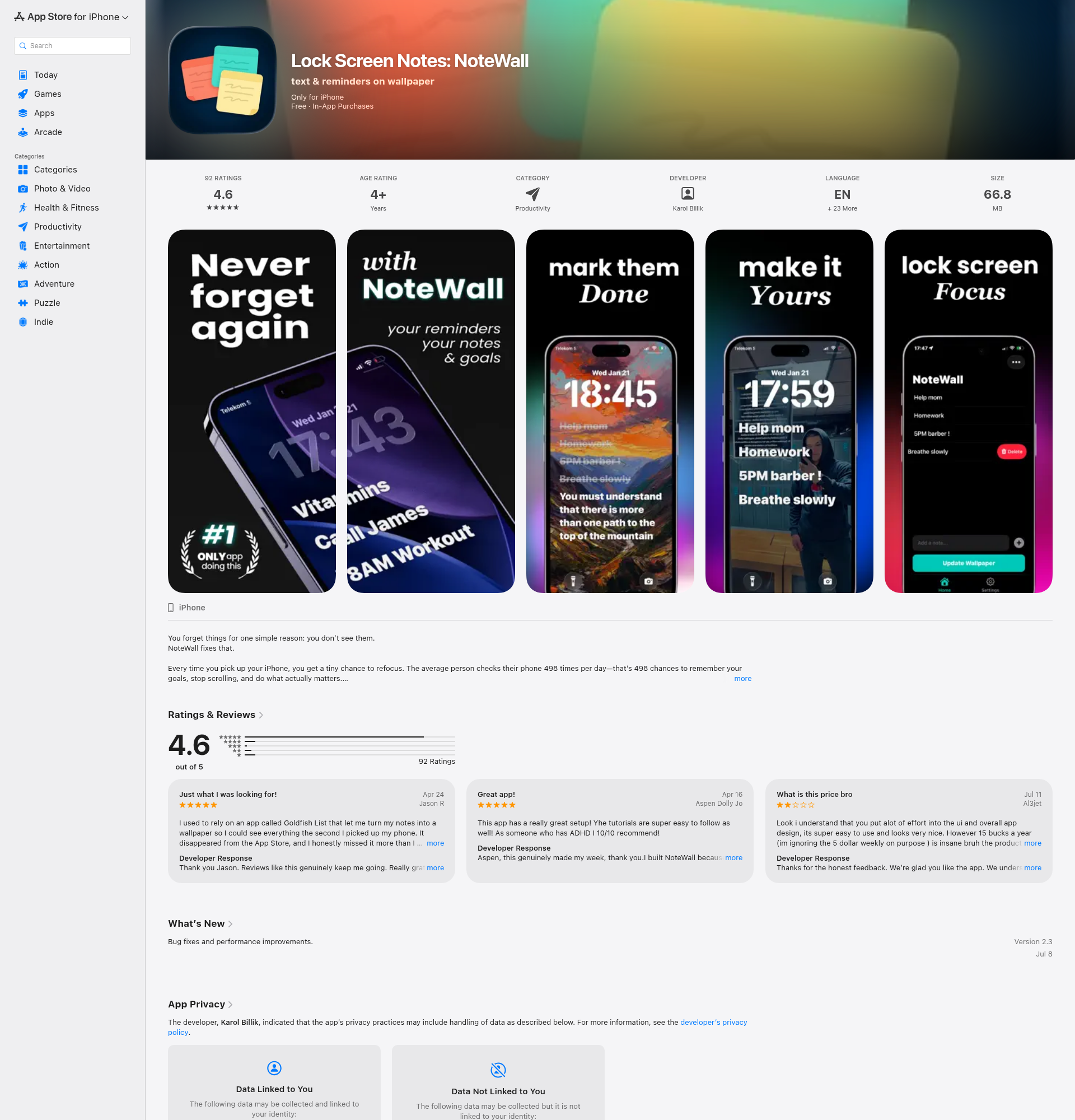 Landing page screenshot for apps.apple.com, 1920 by 2000 pixels