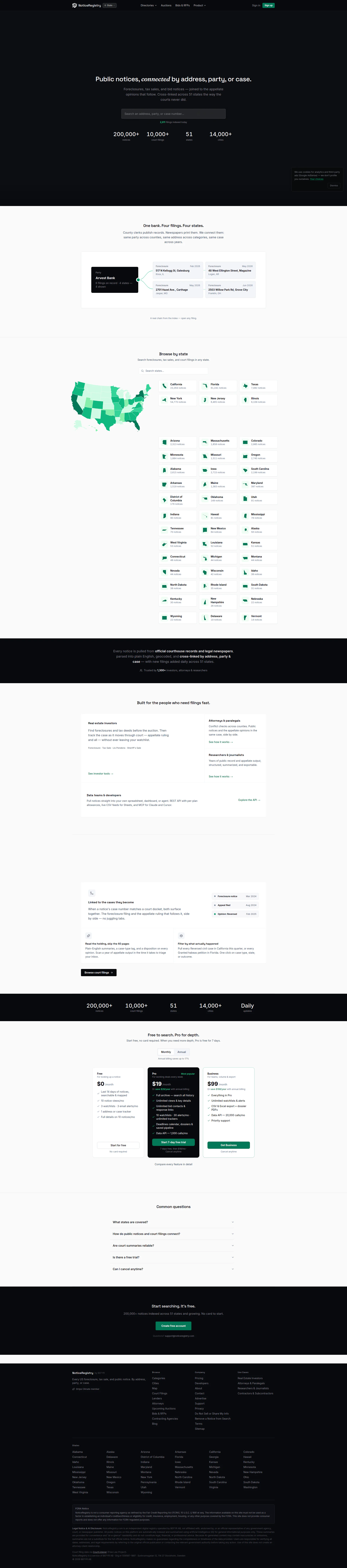 NoticeRegistry website
