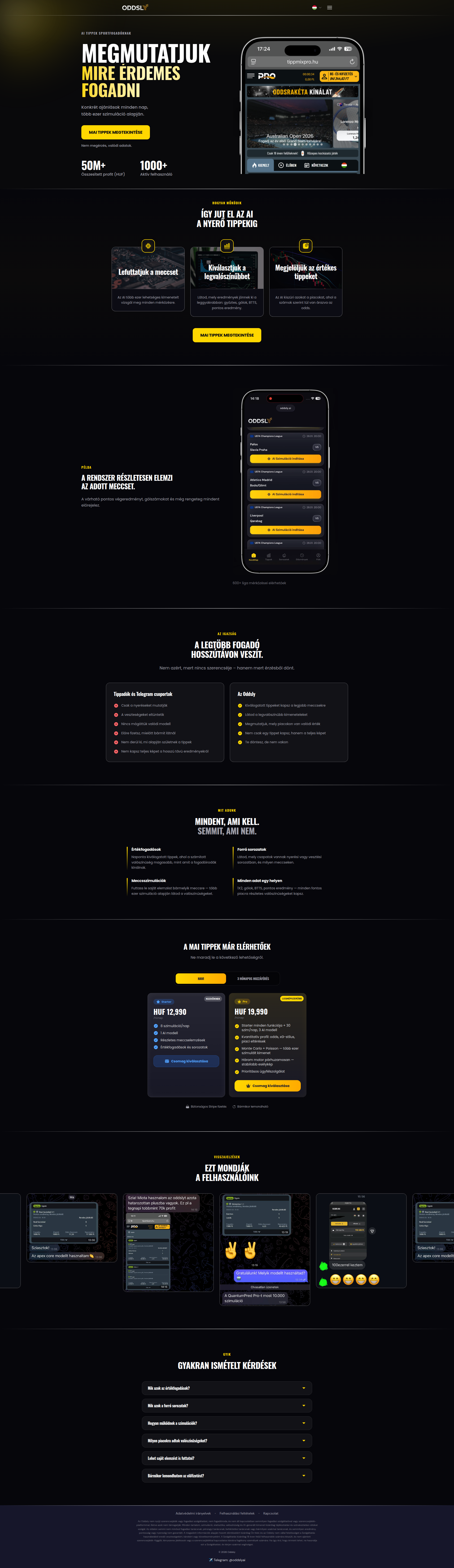 Landing page screenshot for oddsly.ai, 1920 by 6624 pixels