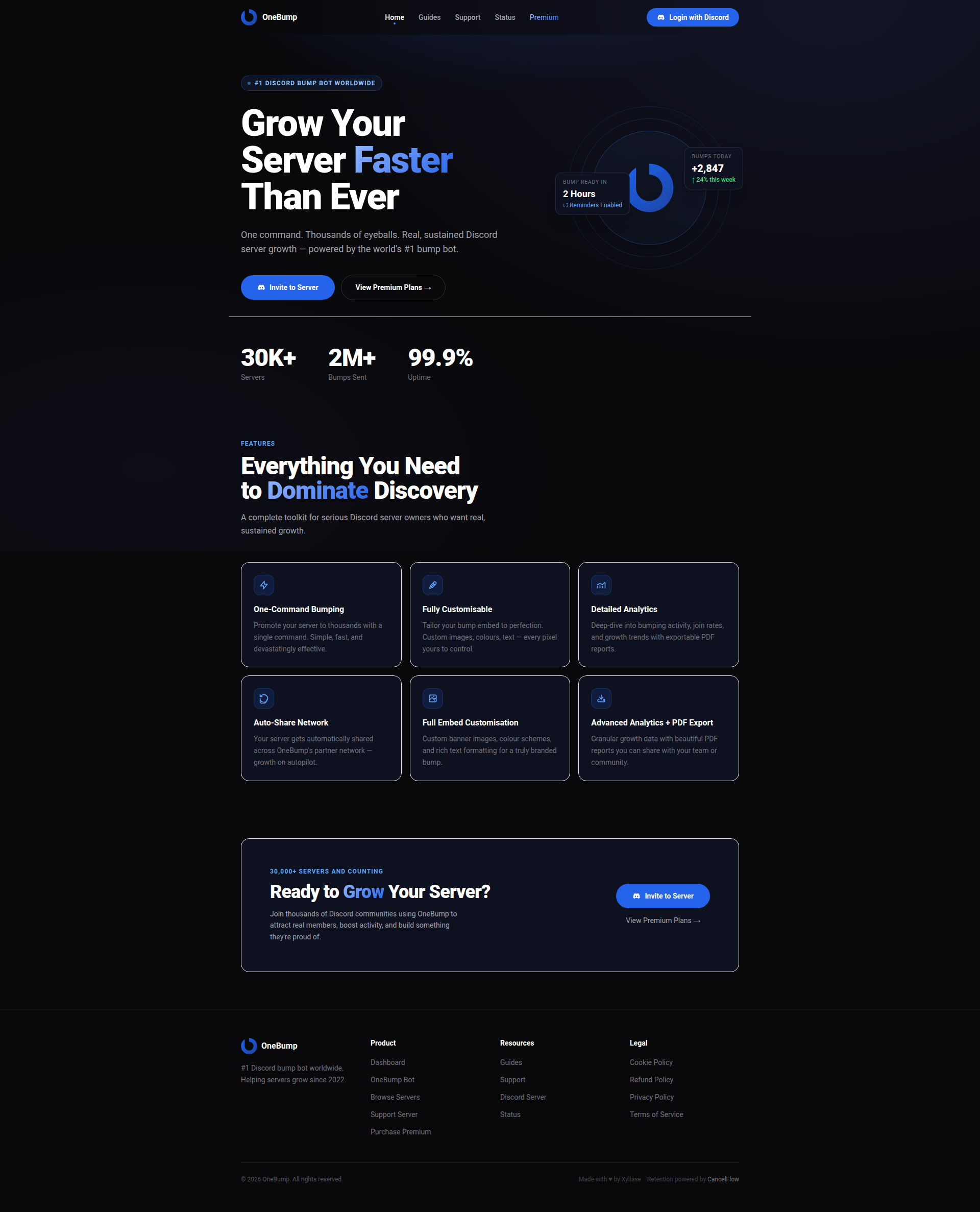 Landing page screenshot for bumps.ltd, 1920 by 2374 pixels